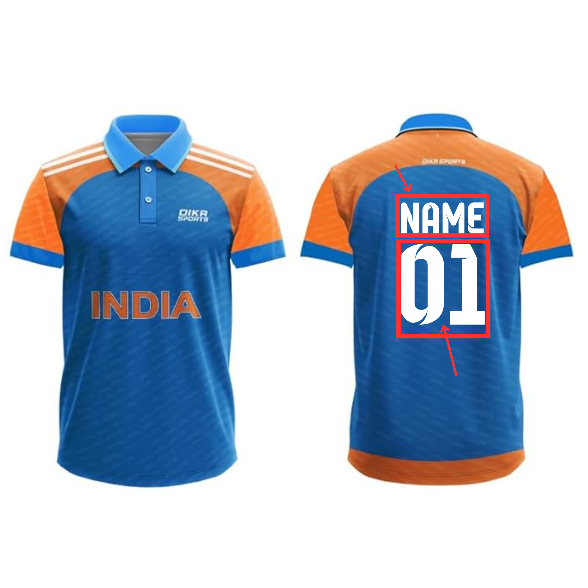 Name Number Printed Indian cricket team jersey printed cricket jersey