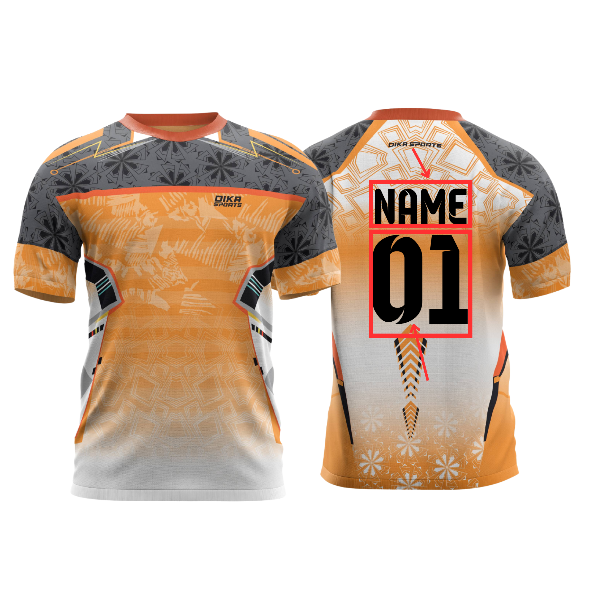 Cricket Jersey Grey And Orange Jersey Multi Color And Full Sleeve