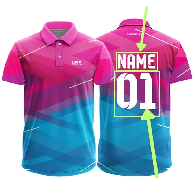 Custom Name Printed Cricket t-shirt with collar