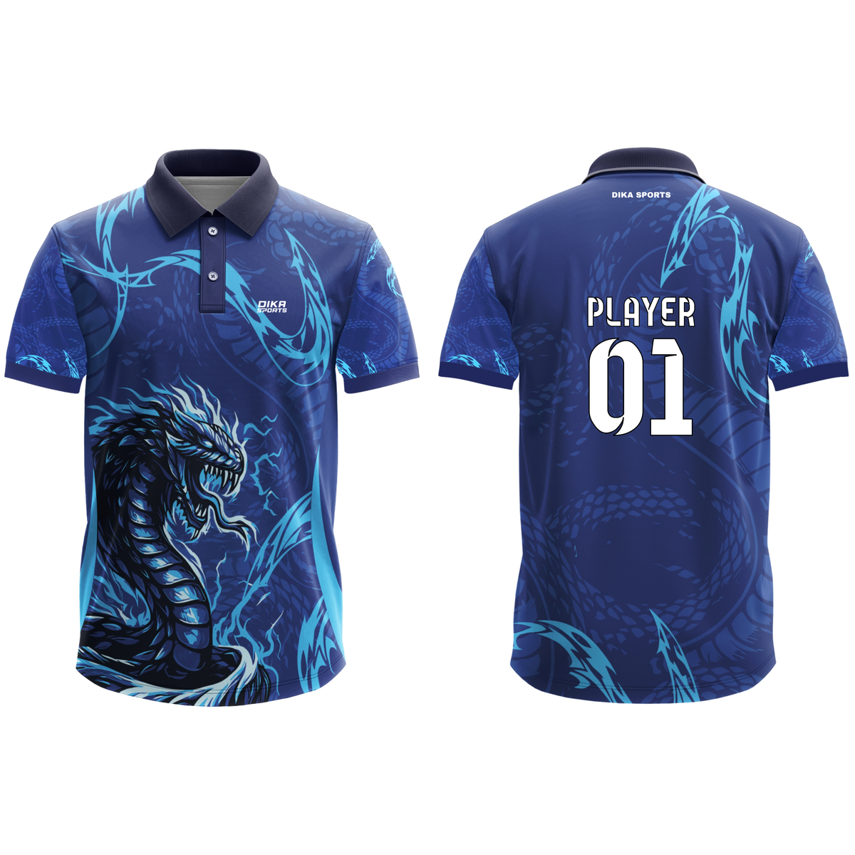 Dika Sports Custom Jersey | Cricket Jersey with Collar, Name & Number | Personalized Team Cricket Sportswear for Men & Kids