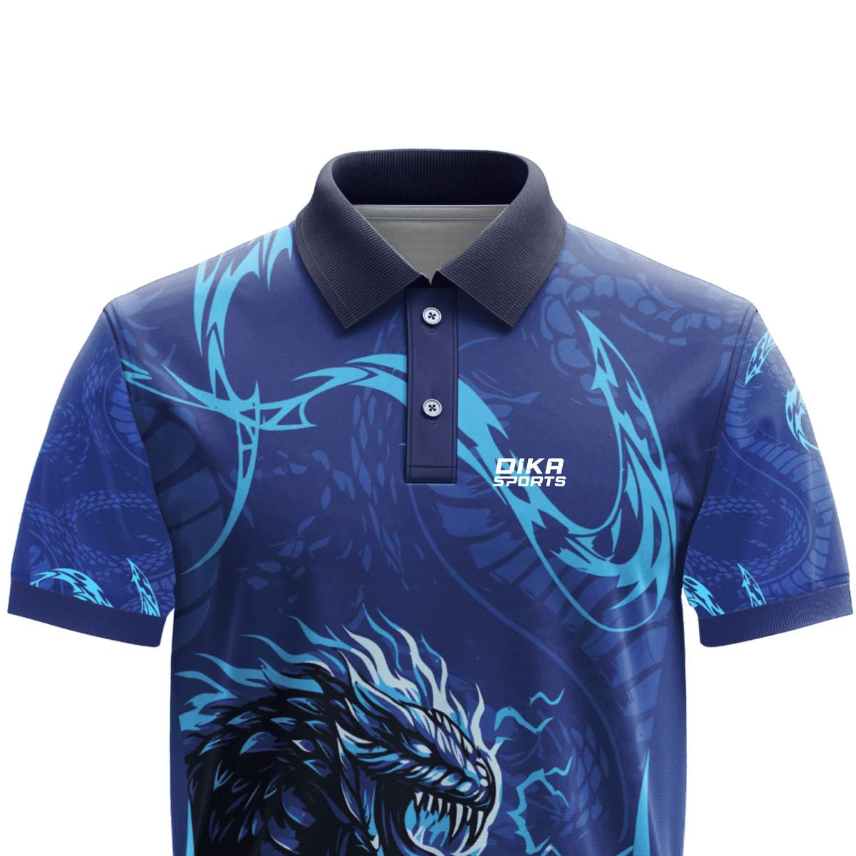 DIKA SPORTS Breathable Cricket T-Shirt for Men, Collar Neck Polyester Sports Jersey for Training Sessions & Cricket Matches