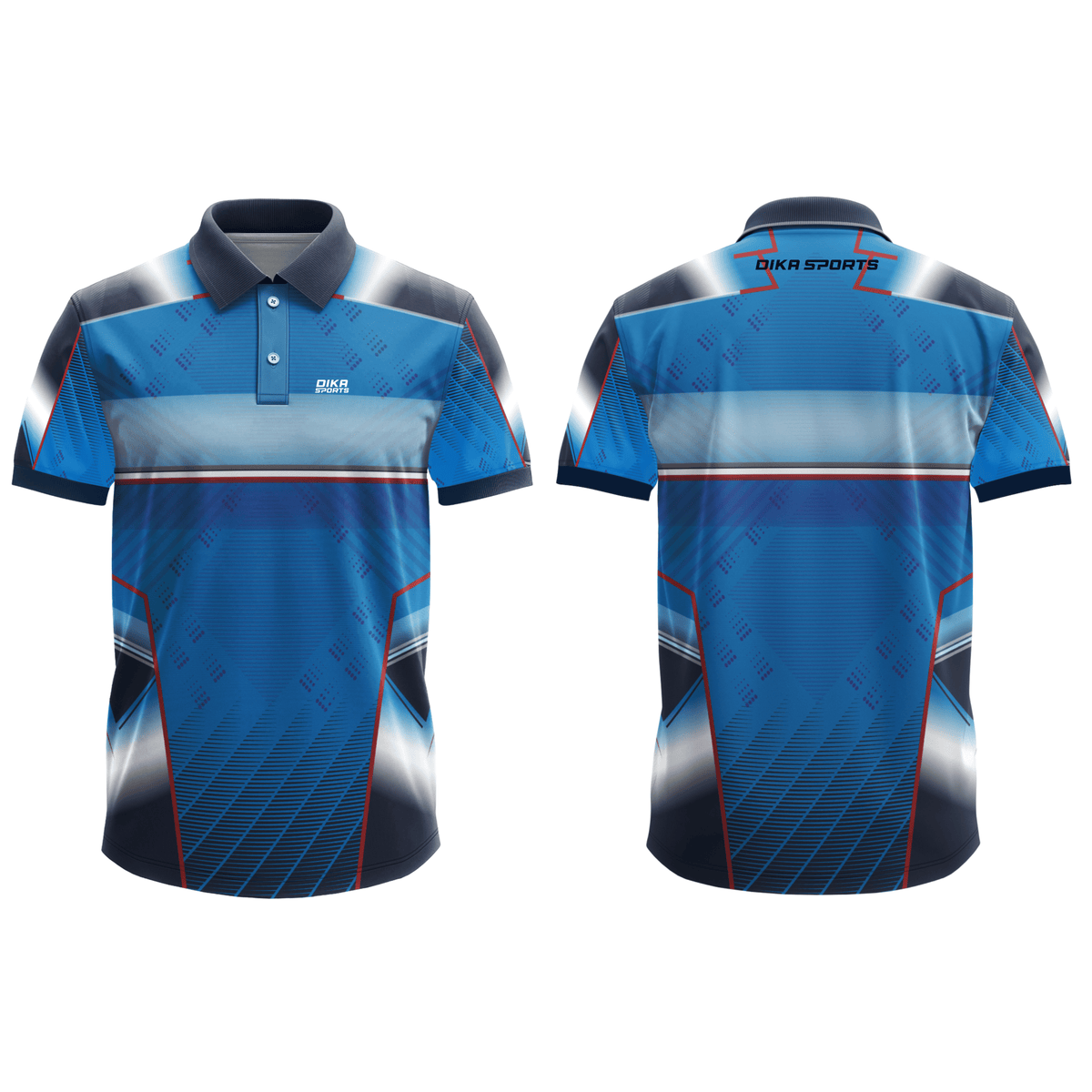 Dika Sports Ready Made Cricket Polo Jersey for Men in mix blue colour – Breathable Collar Neck Sportswear by DIKA SPORTS