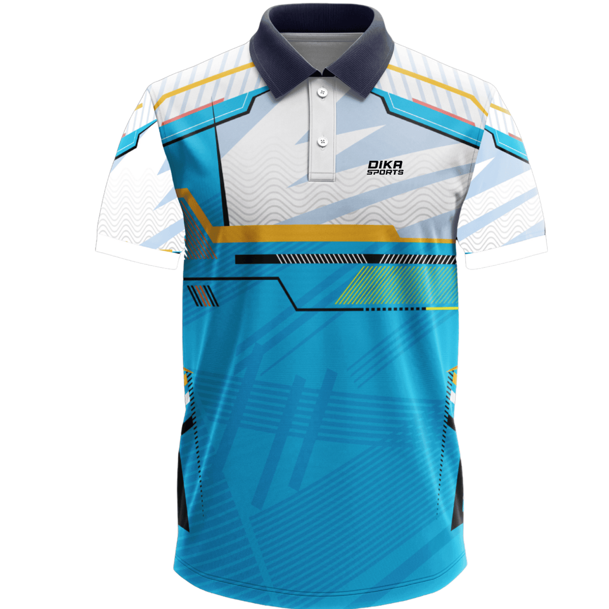 DIKA SPORTS Men's Cricket Jersey with Collar, Stretchable Sports T-Shirt for Cricket Fans and Players