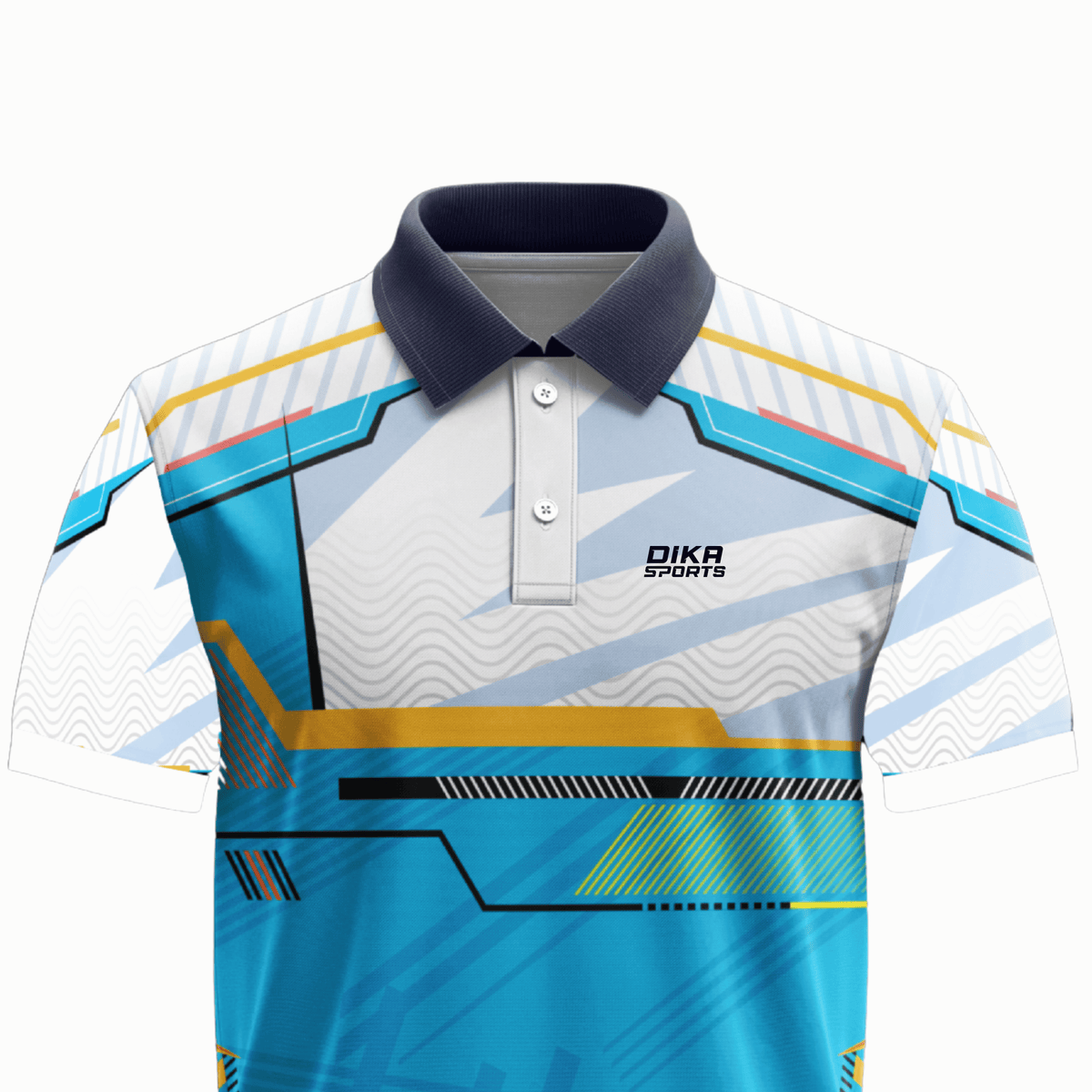 DIKA SPORTS Men's Cricket Jersey with Collar, Stretchable Sports T-Shirt for Cricket Fans and Players