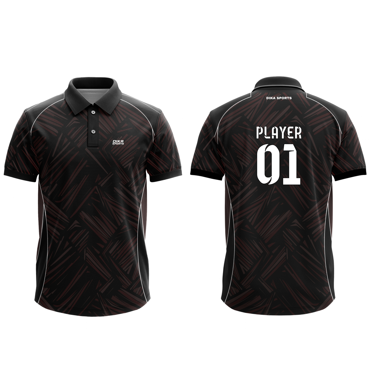 Dika Sports Men's Cricket Jersey with Name and Number | Collar Neck Cricket T-Shirt | Custom Cricket Jersey | Quick-Dry Sports Wear
