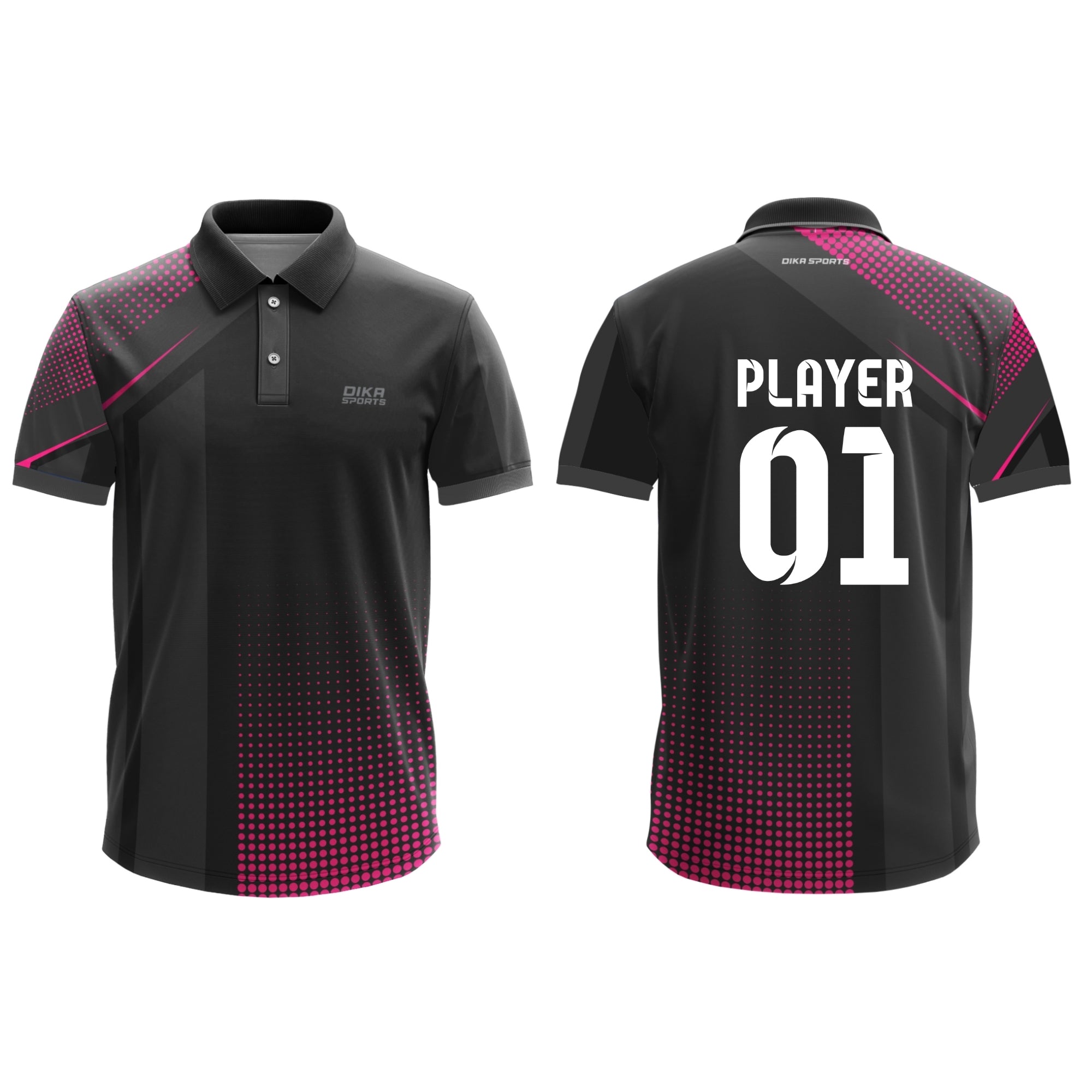 Dika Sports Custom name and logo jerseyCricket t-shirt short sleeve  stand collar t shirts for men