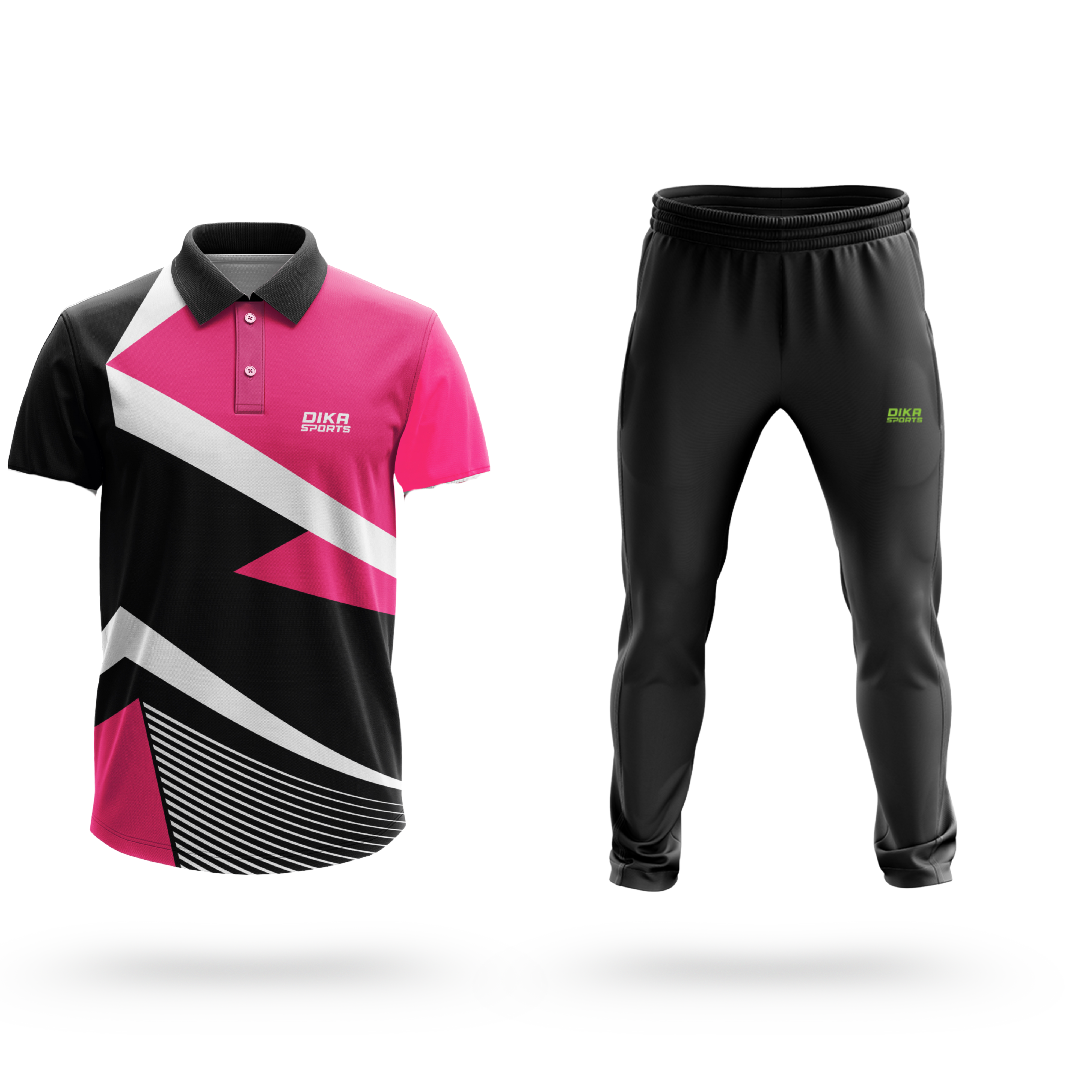 Dika Sports Custom fan jersey Cricket t-shirt training jerseys for men black t shirt lightweight trackpant - Pack of 2