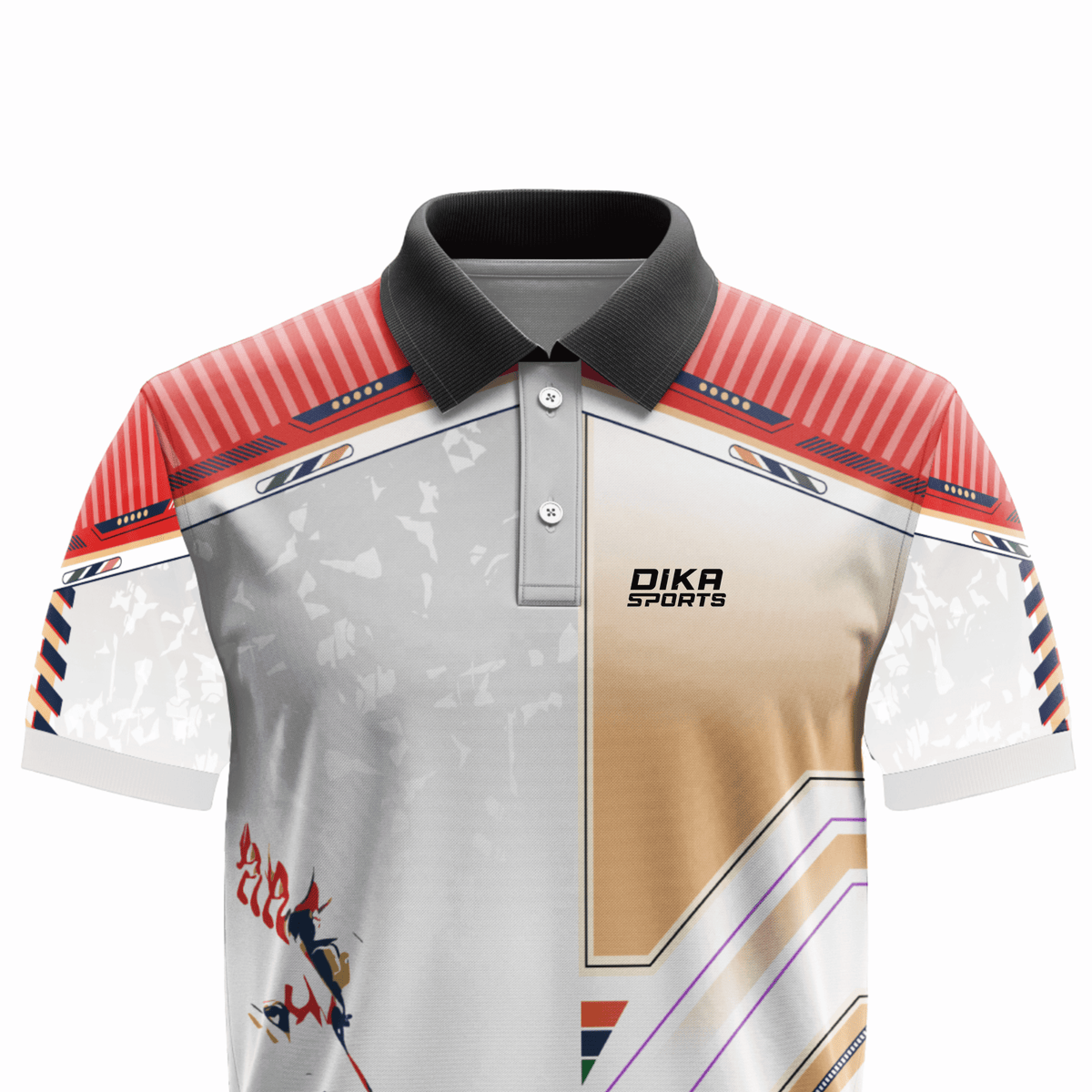 DIKA SPORTS Cricket Sports Jersey for Men – Attractive Lion Print Polo Collar T-Shirt for Matches