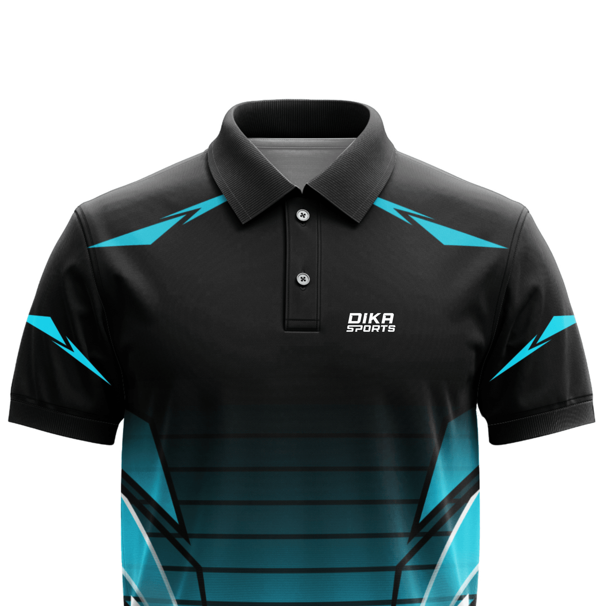 DIKA SPORTS Lightweight Collar Neck Blue & Black Cricket T-Shirt for Men – Everyday Training and Sports Performance Wear