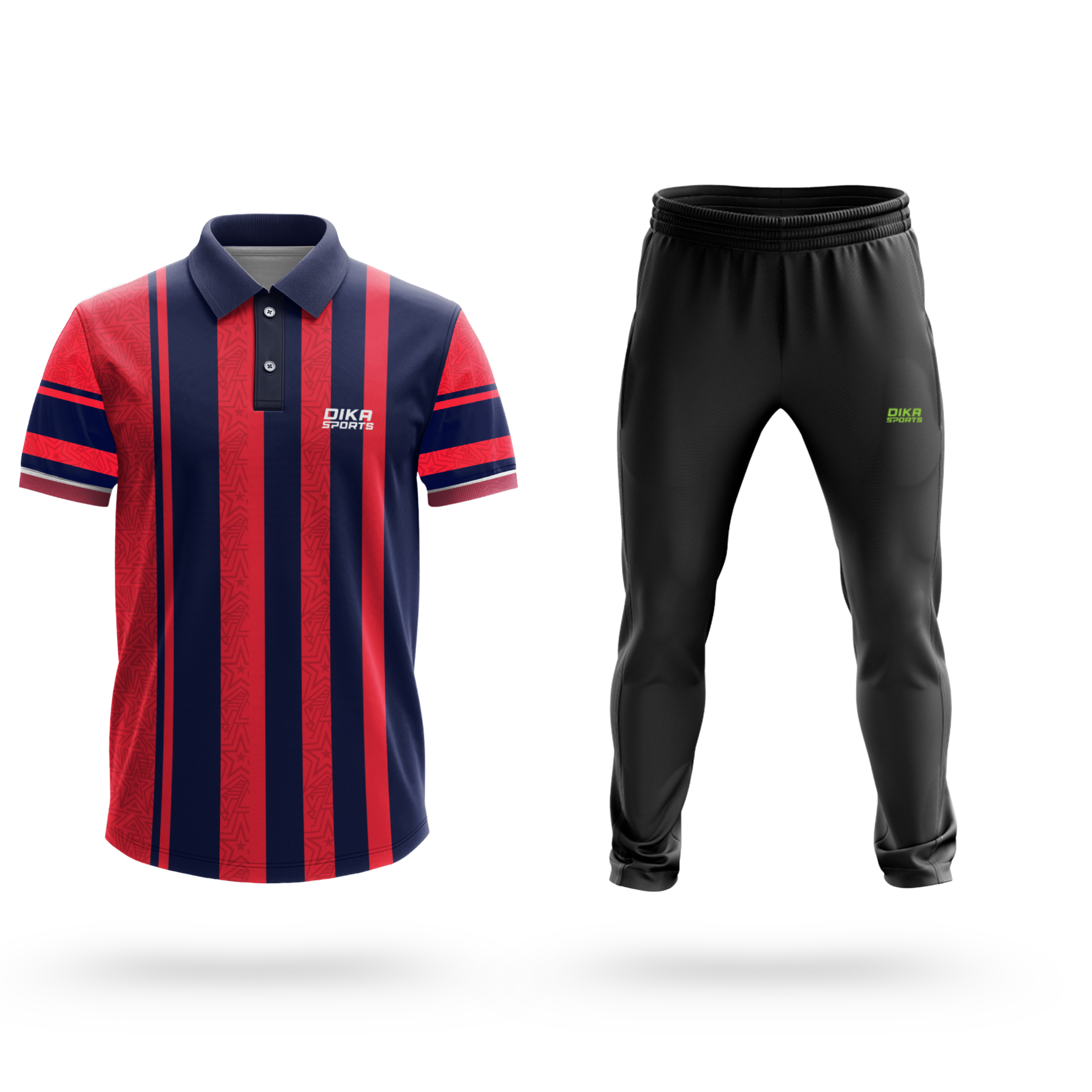 Dika Sports Custom fan jersey Cricket t-shirt training jerseys for men black t shirt lightweight trackpant - Pack of 2