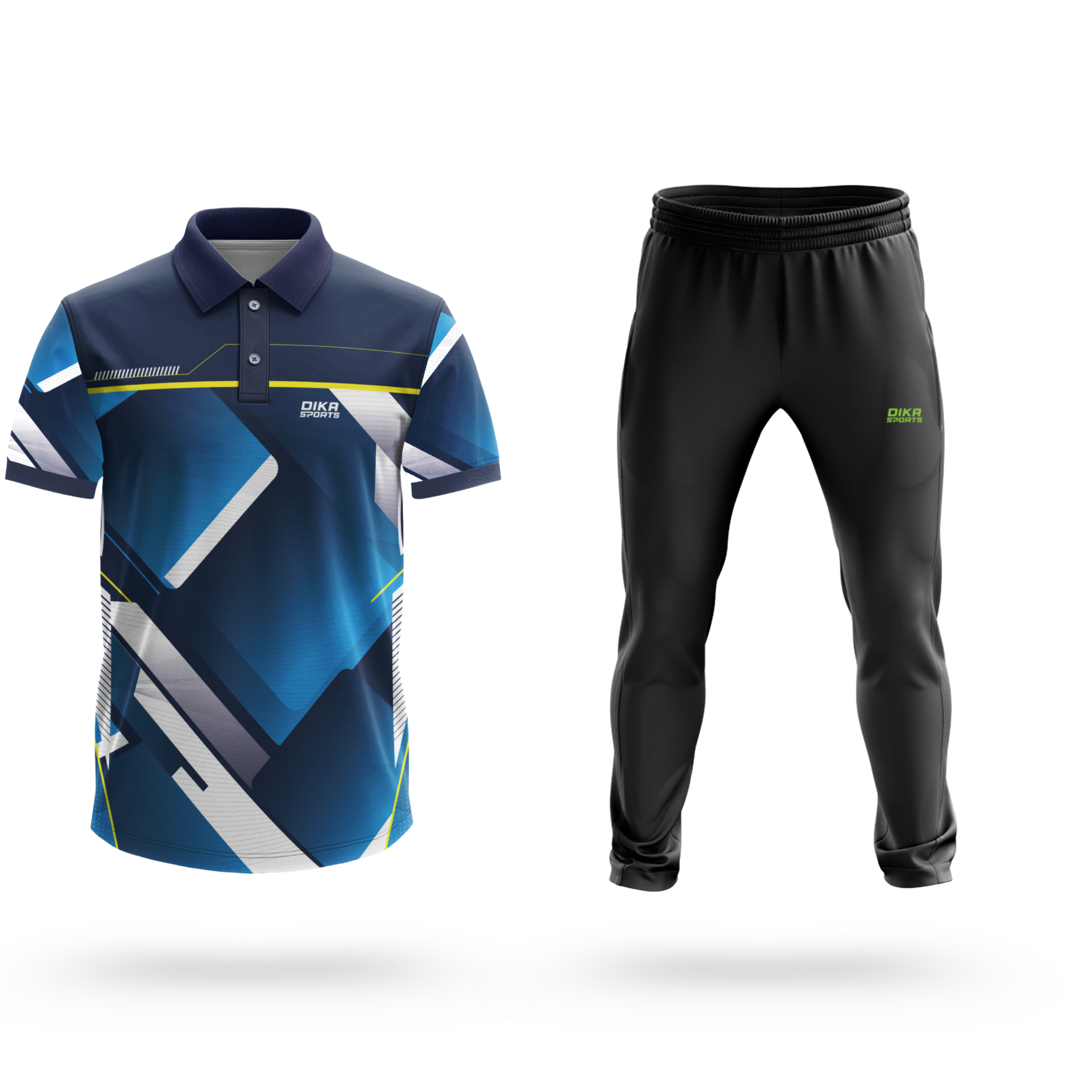 Dika Sports Customized athletic wear Men's cricket t-shirt stand collar t shirts for mencustom t shirt performance trackpant - Pack of 2