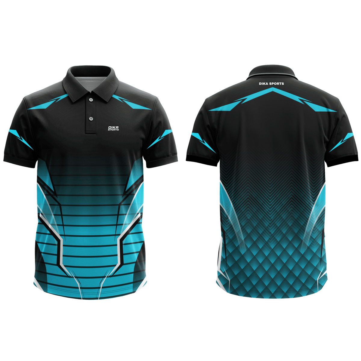 DIKA SPORTS Lightweight Collar Neck Blue & Black Cricket T-Shirt for Men – Everyday Training and Sports Performance Wear