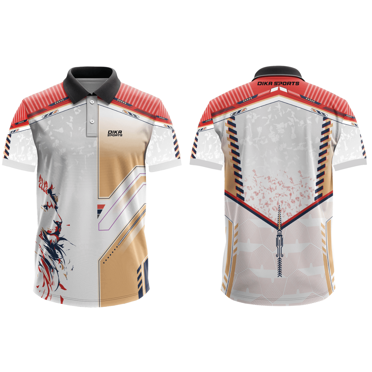 DIKA SPORTS Cricket Sports Jersey for Men – Attractive Lion Print Polo Collar T-Shirt for Matches