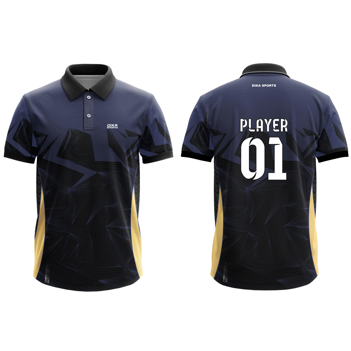 Dika Sports Custom Cricket Jersey for Men | Collar Neck Cricket Jersey with Name | Personalized Cricket T-Shirt | Breathable Sports Wear