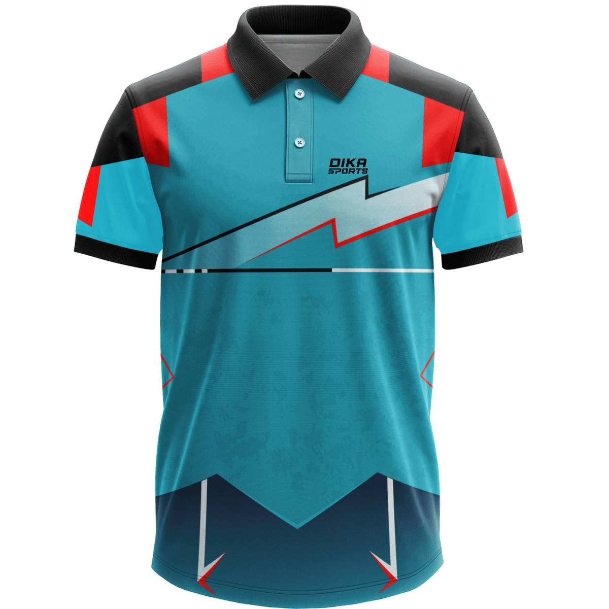 DIKA SPORTS Men's Cricket Polo Jersey – Modern Printed Collar Neck Sportswear in stylish blue colour