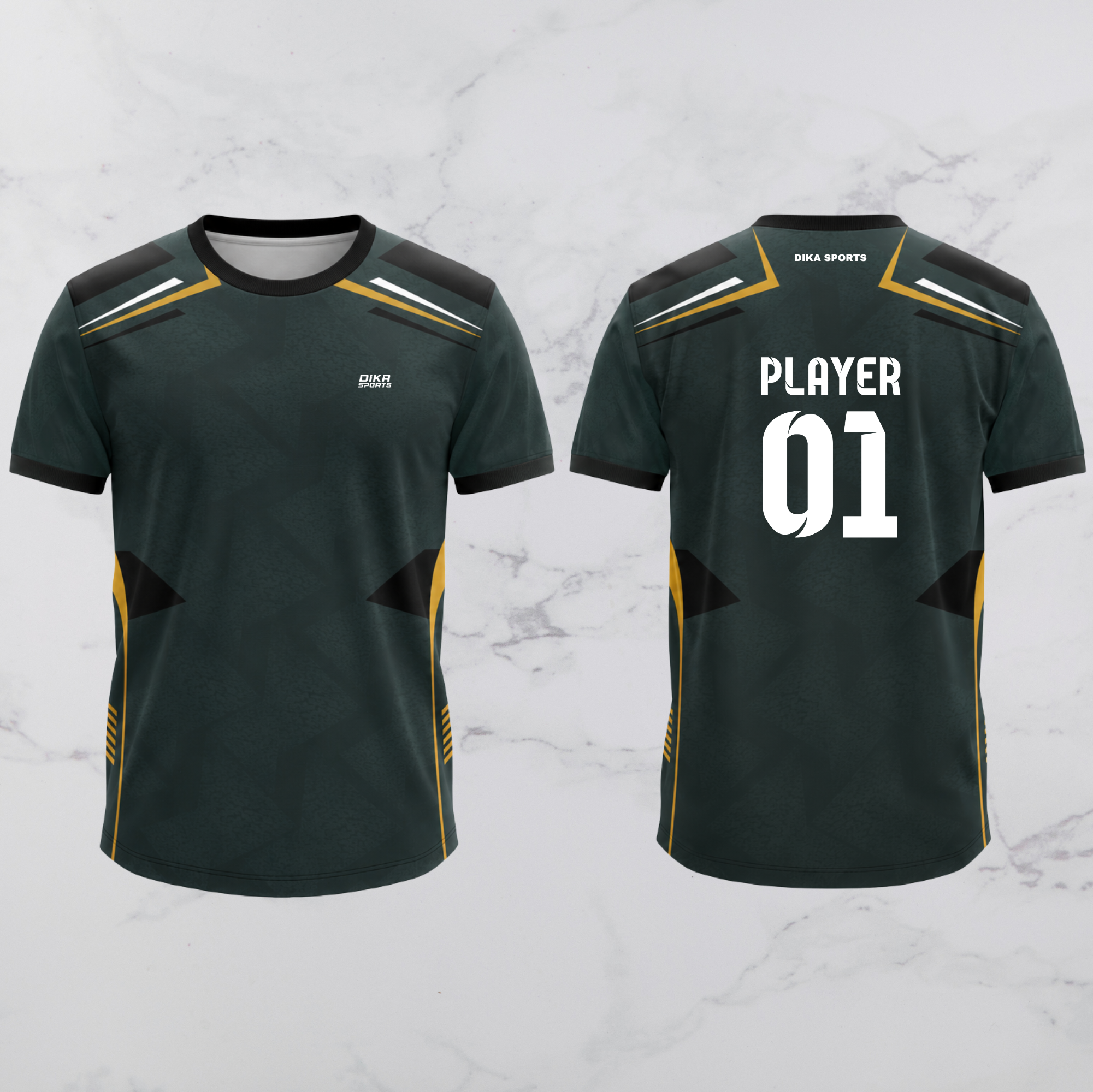 DIKA SPORTS Round Neck Cricket Jersey with Name | Custom Name & Logo Jersey | Breathable Cricket T-Shirt for Practice & Matches