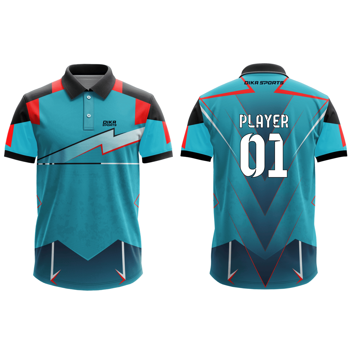 DIKA SPORTS Dri-Fit Cricket Jersey for Men – Custom Printed Polo Sportswear Blue Jersey For Local Sports