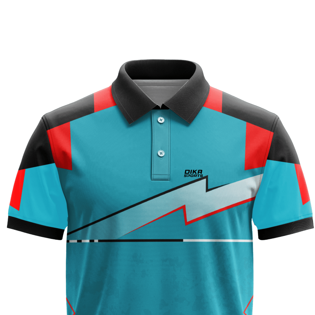 DIKA SPORTS Men's Cricket Polo Jersey – Modern Printed Collar Neck Sportswear in stylish blue colour