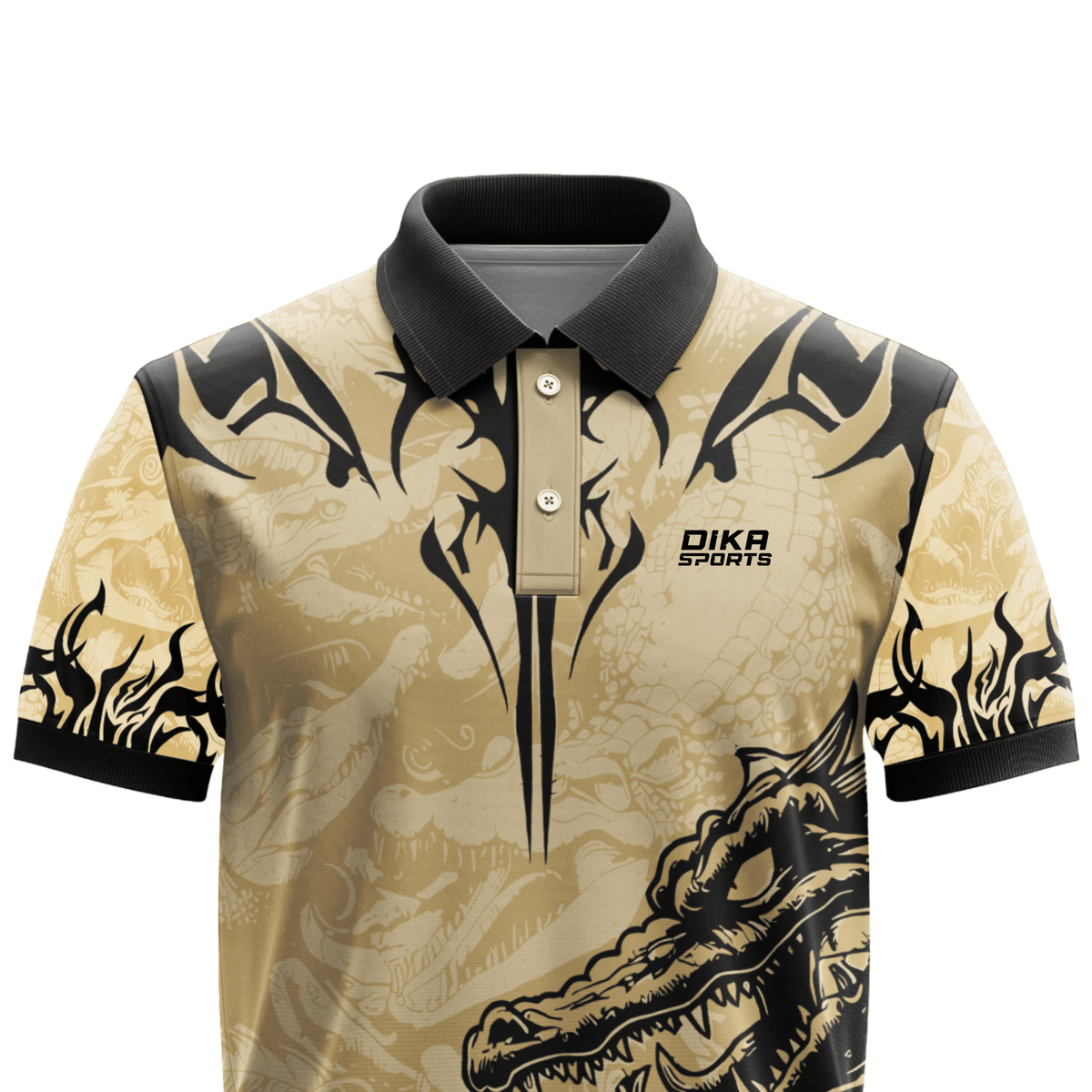 Stylish Wild Print Custom Cricket Polo Jersey for Men with Printed Team Logo and Personalized Player Name by Dika Sports