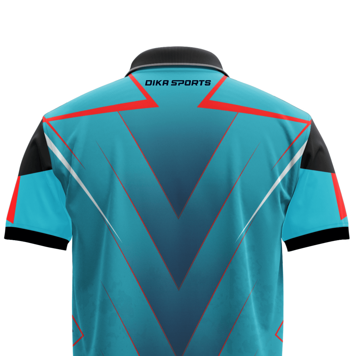 DIKA SPORTS Men's Cricket Polo Jersey – Modern Printed Collar Neck Sportswear in stylish blue colour