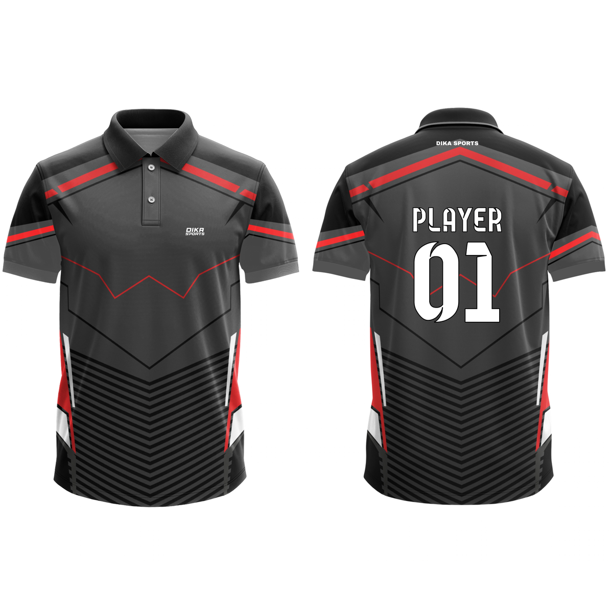 Dika Sports Collar Neck Cricket Jersey for Men | Cricket Jersey with Name and Number | Custom Cricket T-Shirt | Breathable Quick-Dry Sports Wear