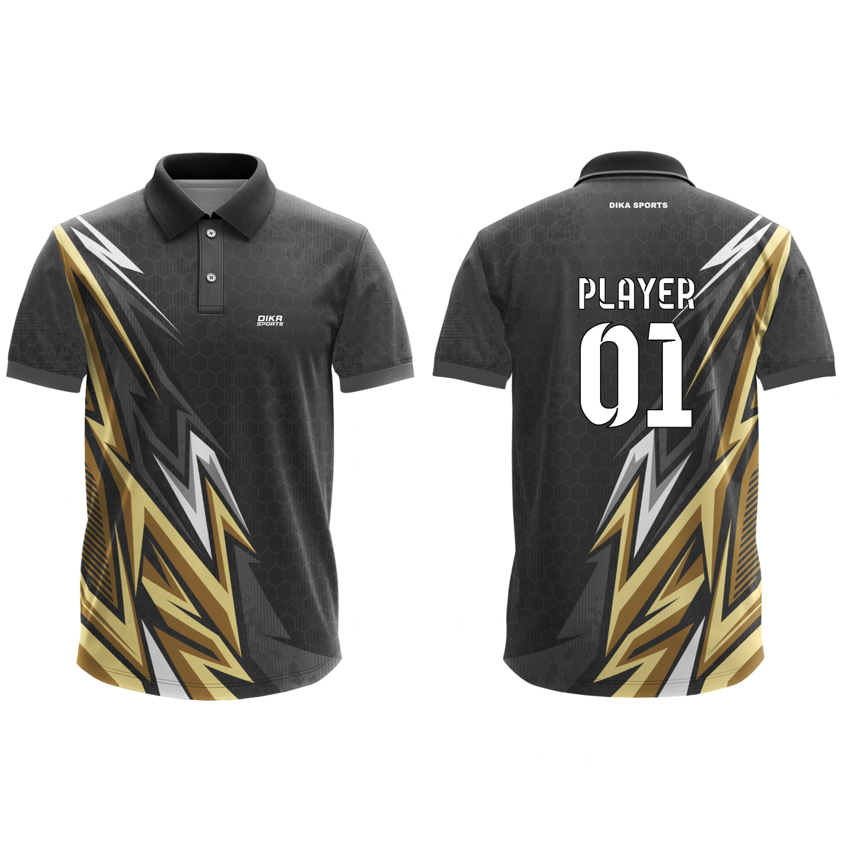 Dika Sports Cricket Jersey with Name | Custom Printed Cricket Jersey | Cricket Jersey with Collar | Quick Dry Sports T-Shirt for Men