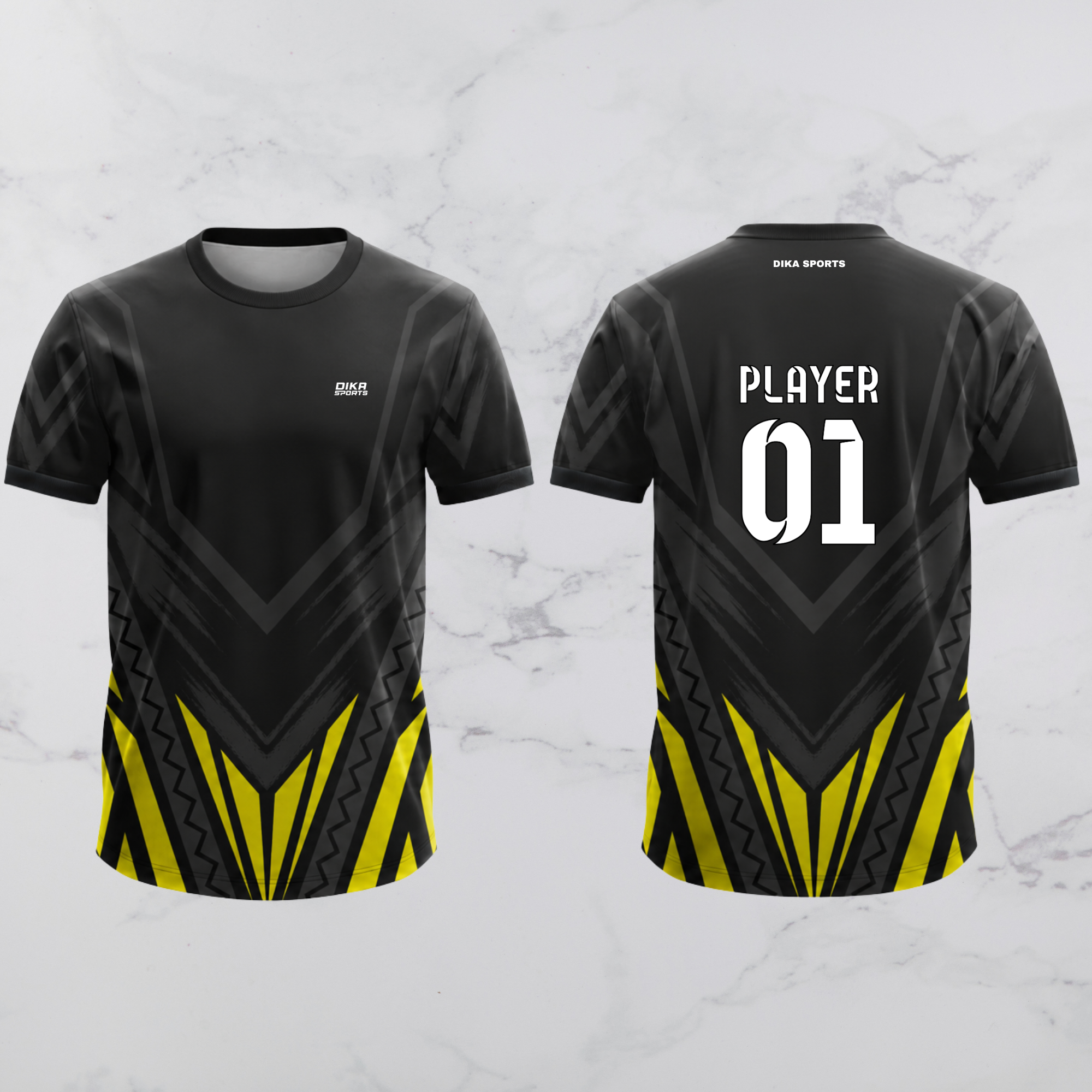 Dika Sports Customizable Round Neck Cricket T-Shirt for Men | Quick Dry Sports Jersey with Name & Team Colors