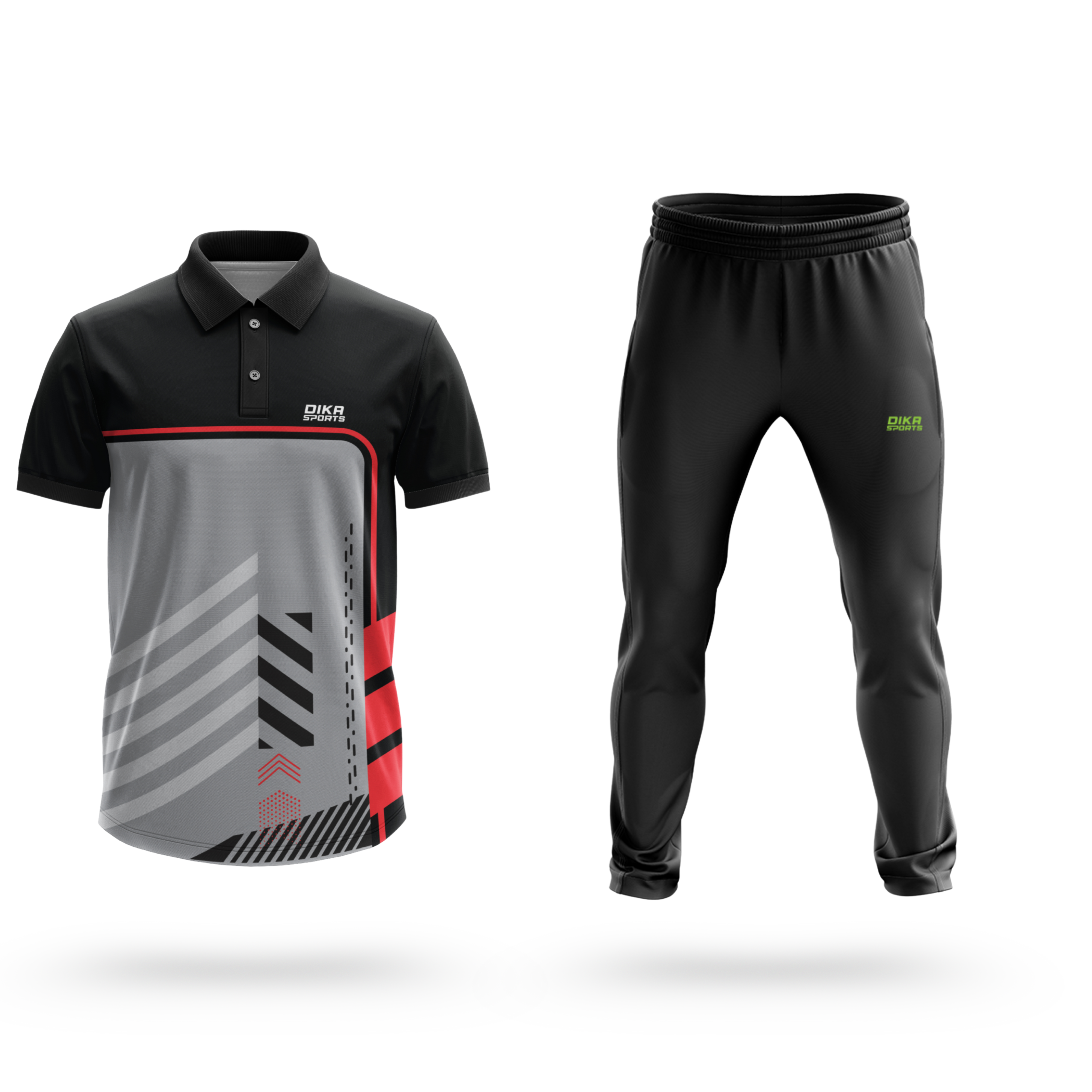 Dika Sports Personalized sports uniform Cricket t-shirt bulk jersey tshirt for men printed shirts for men full sleeves breathable trackpant - Pack of 2