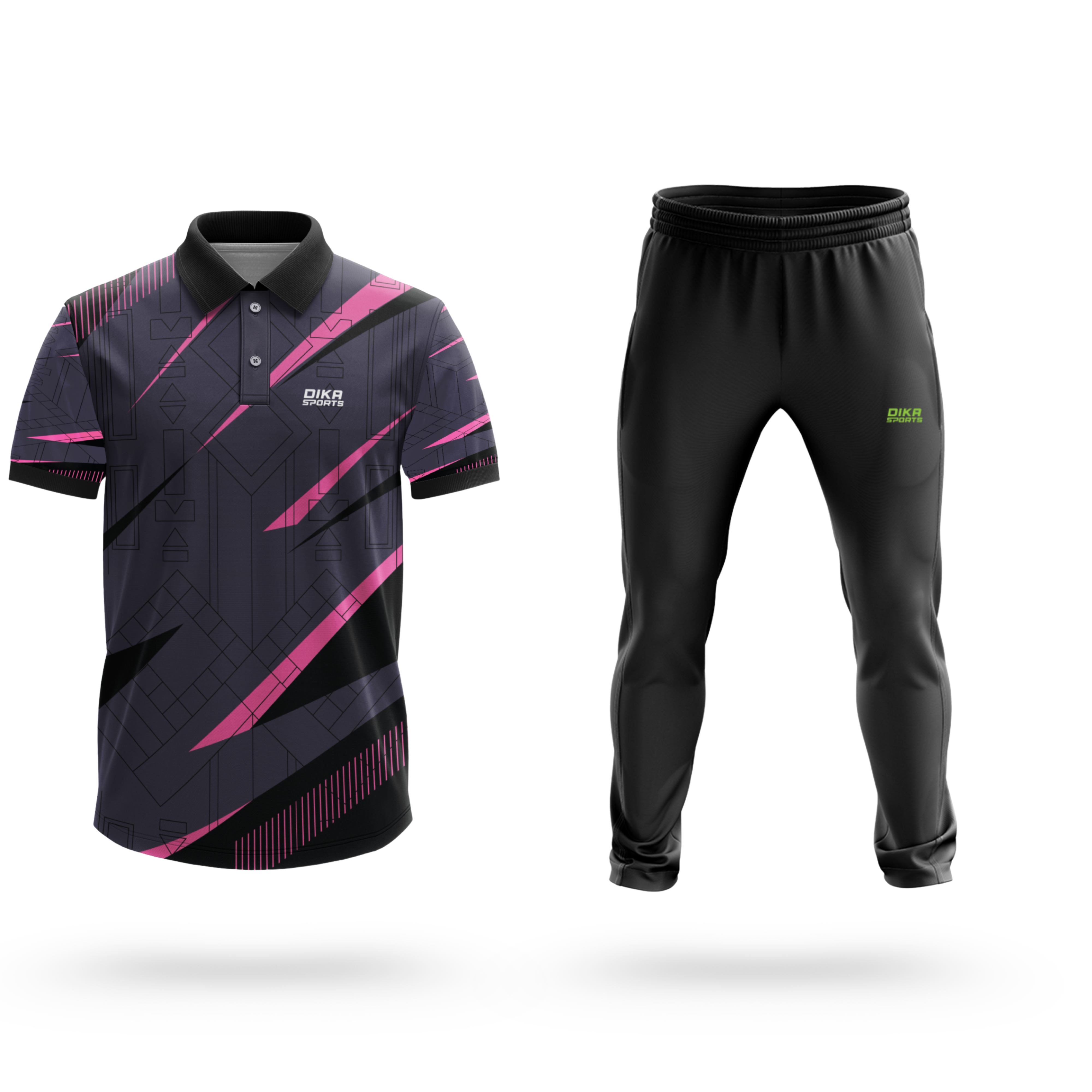 Dika Sports Custom jersey for men Cricket t-shirt with collar mens sports tshirtsportswear men activewear pant - Pack of 2