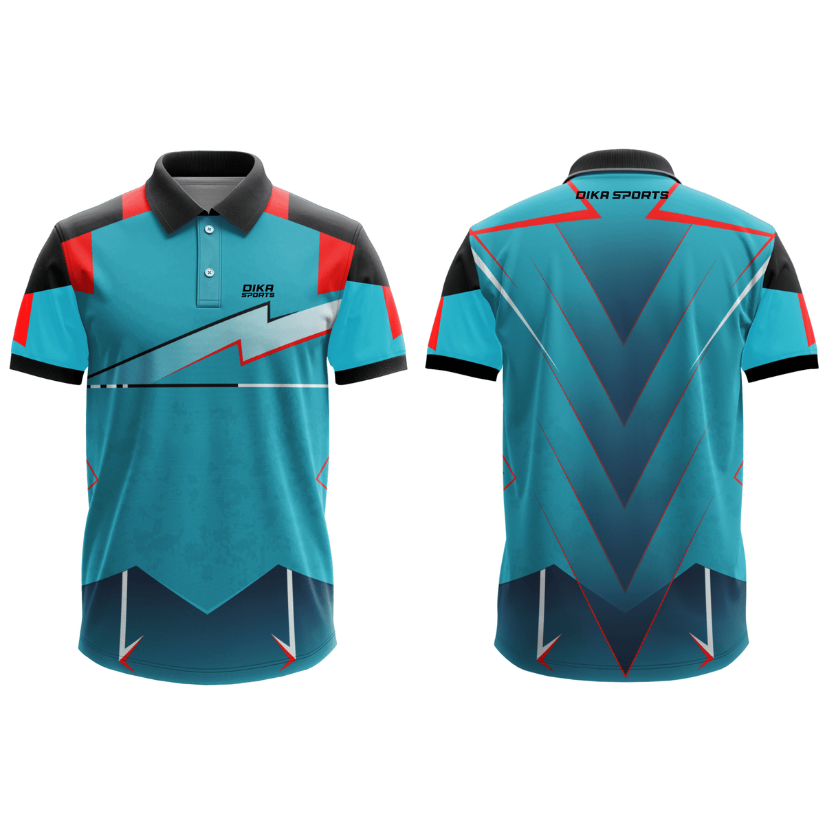 DIKA SPORTS Men's Cricket Polo Jersey – Modern Printed Collar Neck Sportswear in stylish blue colour