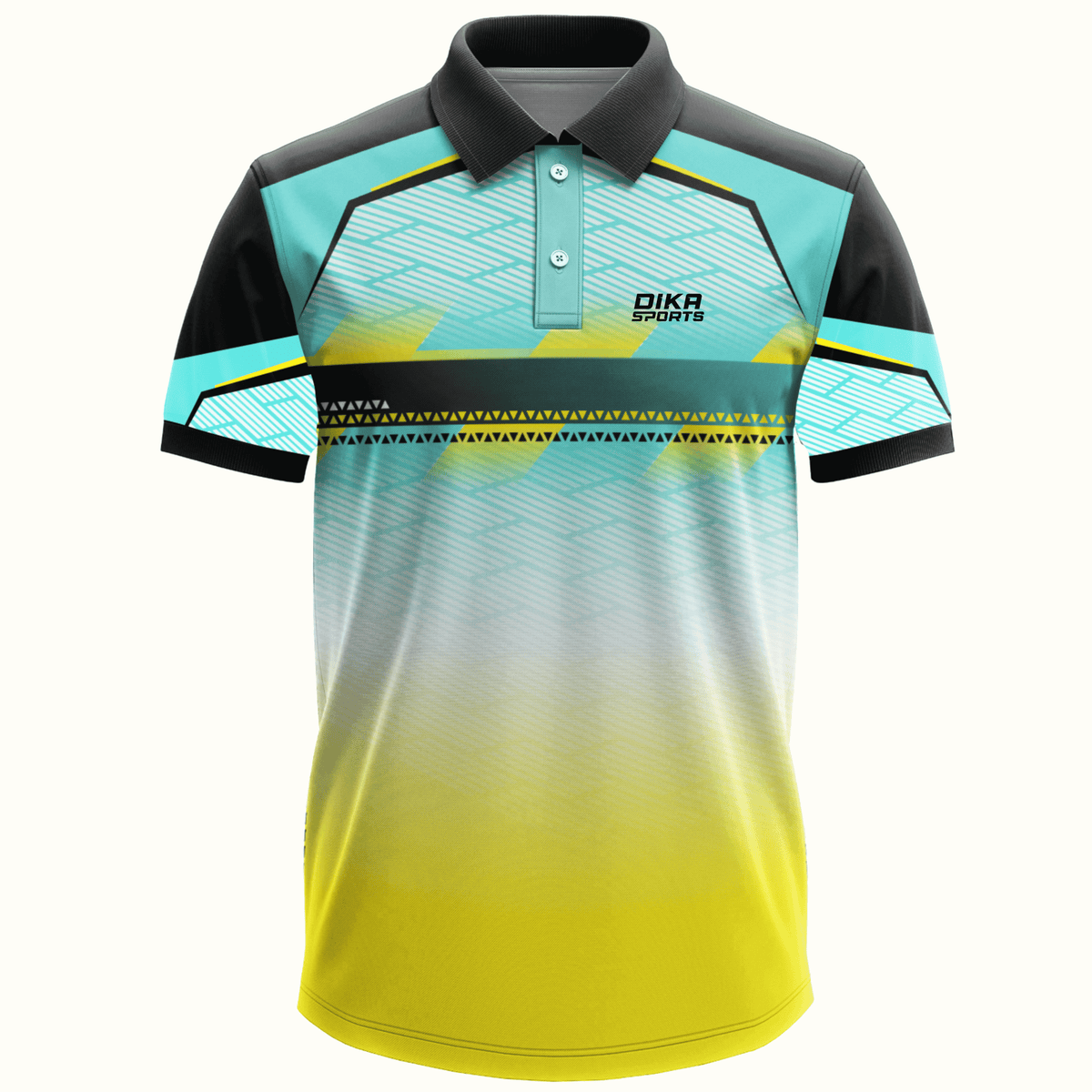 Custom Printed Cricket Collar Jersey with Brilliant Design Team Branding and Name Number Printing by Dika Sports