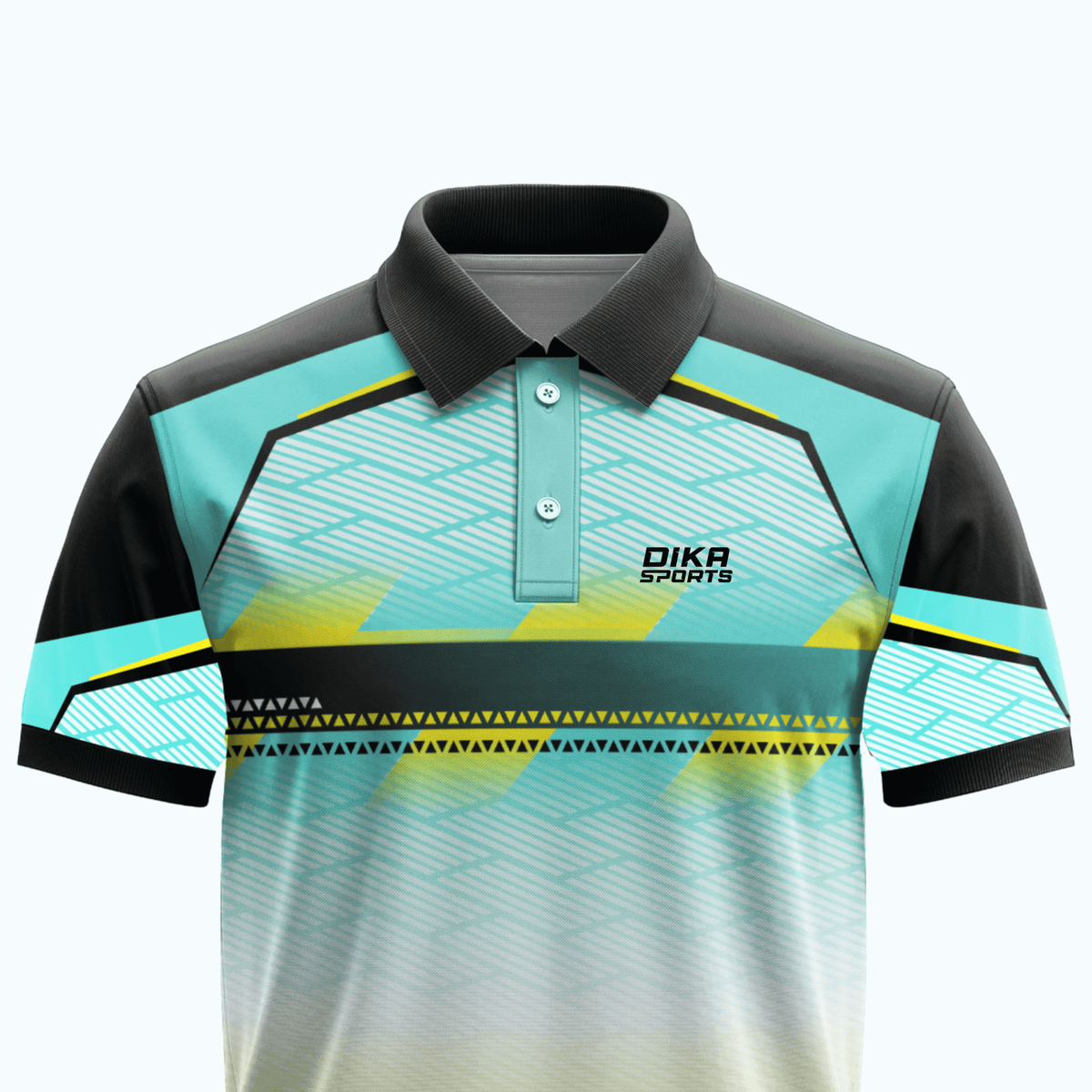 Custom Printed Cricket Collar Jersey with Brilliant Design Team Branding and Name Number Printing by Dika Sports