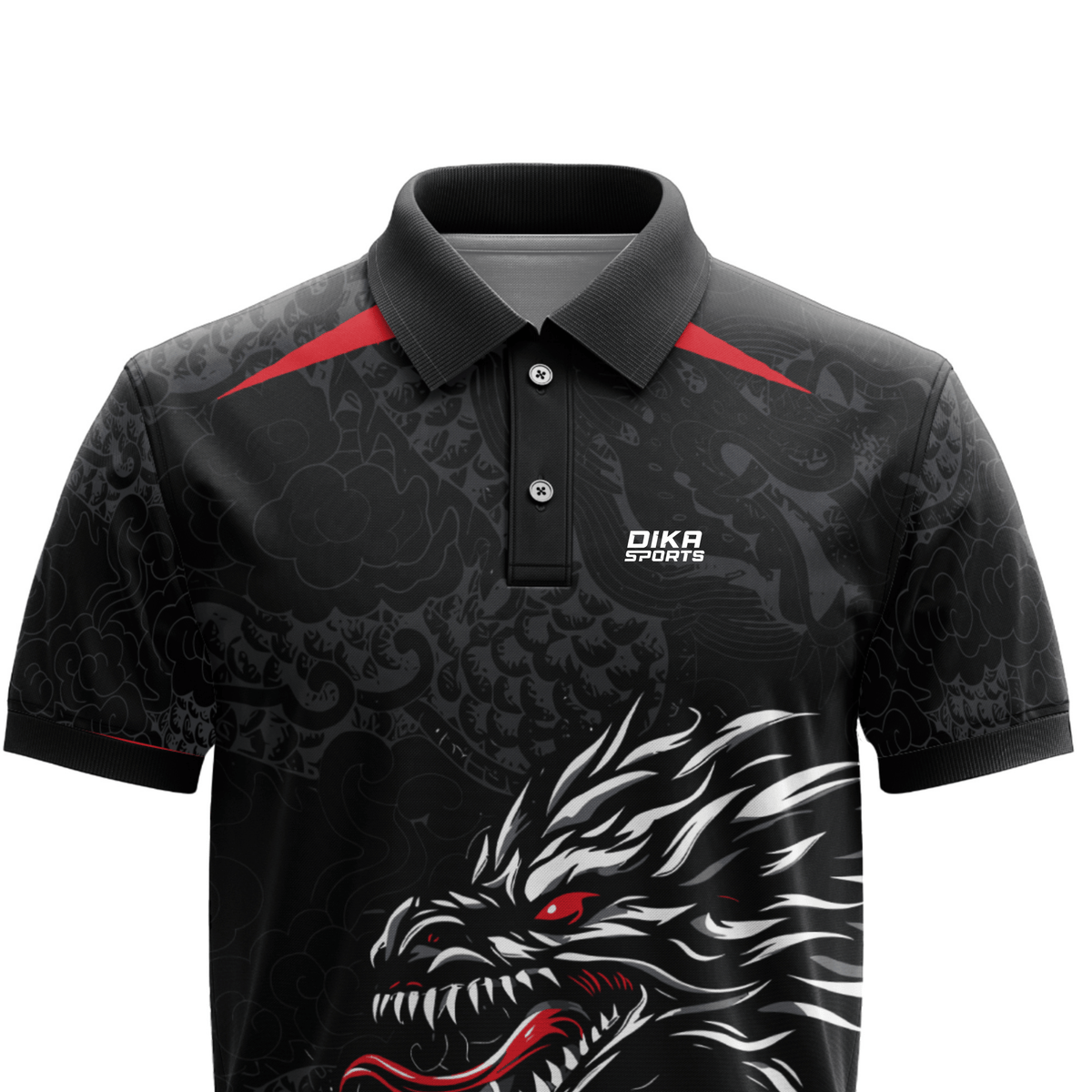 DIKA SPORTS Club Cricket Jersey – Personalized Polo Neck Team Wear Dragon Attaractive Print