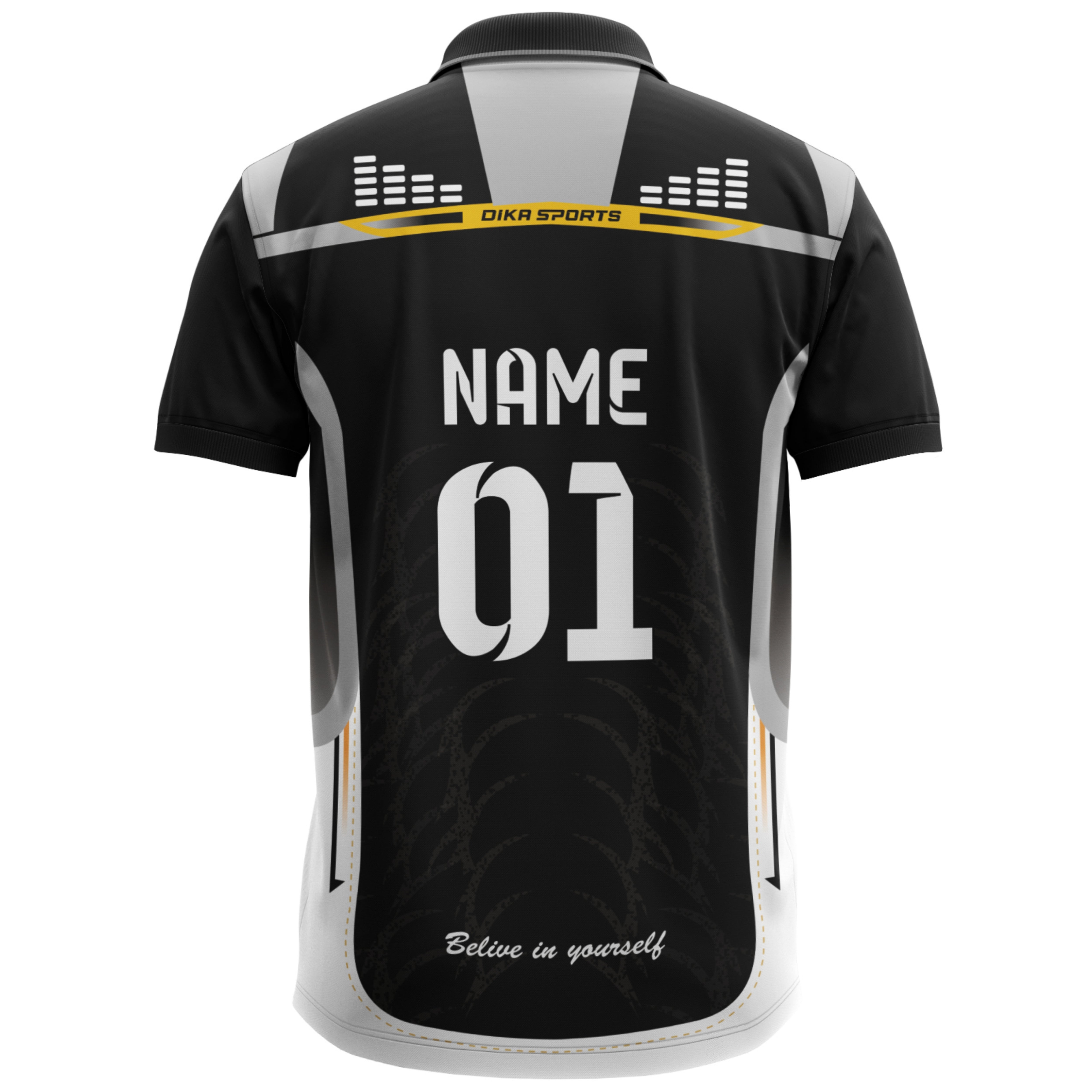 Black and White Cricket Customised Jersey