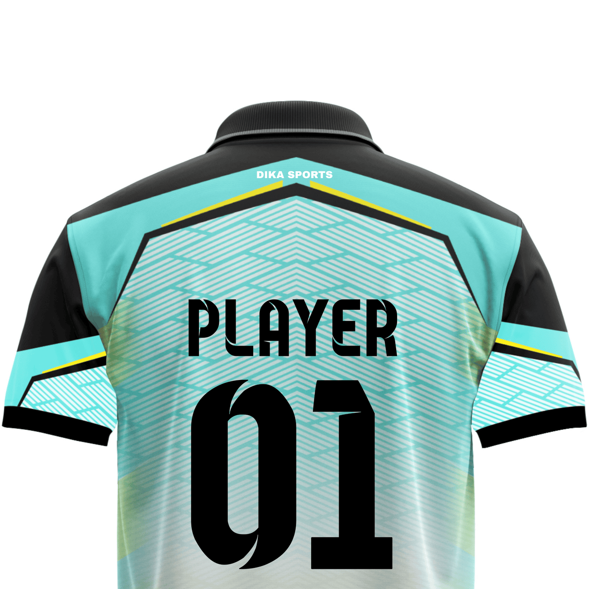 Custom Printed Cricket Collar Jersey with Brilliant Design Team Branding and Name Number Printing by Dika Sports