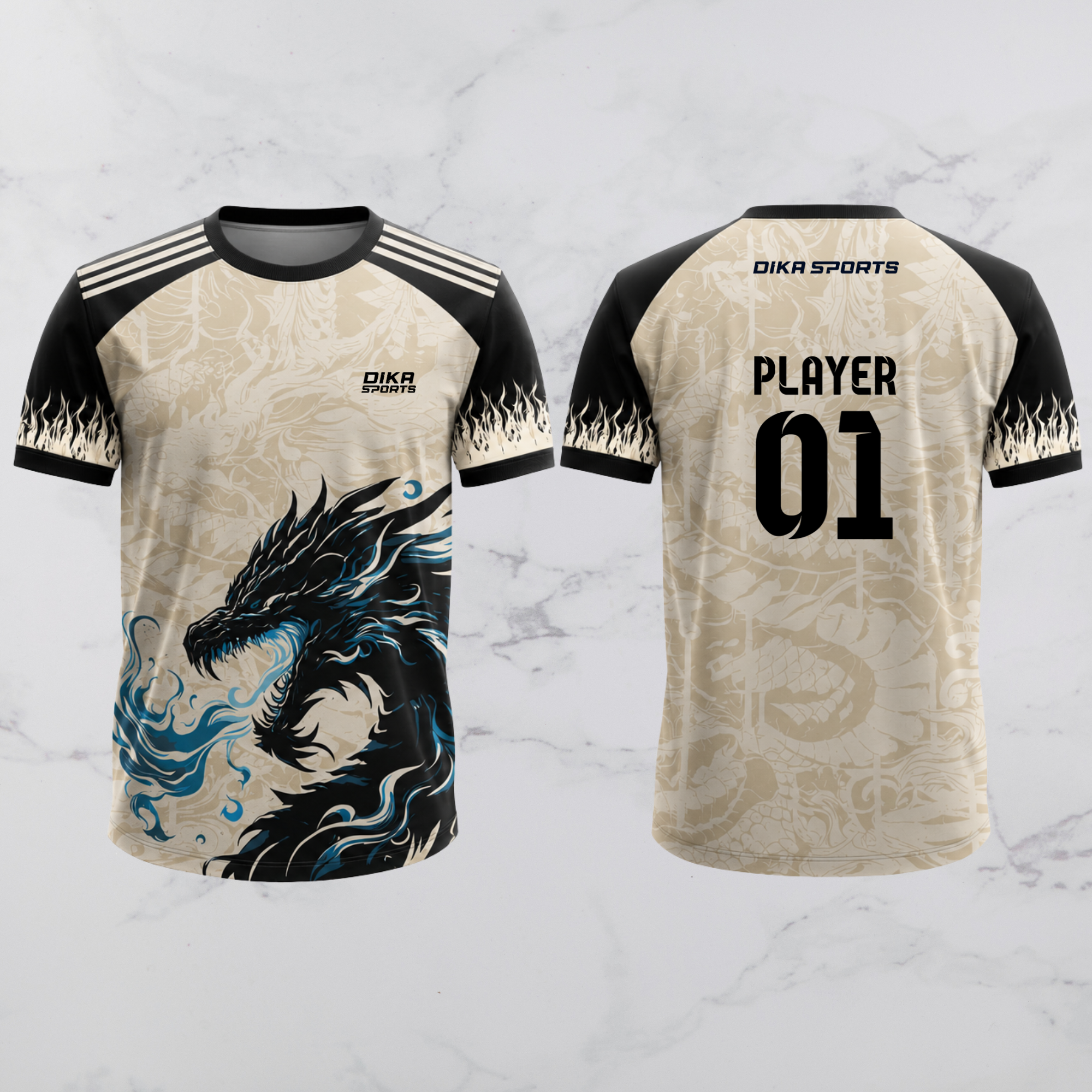 DIKA SPORT Cricket T-Shirt | Personalized Cricket T-Shirt with Name | Quick-Dry Round Neck Jersey