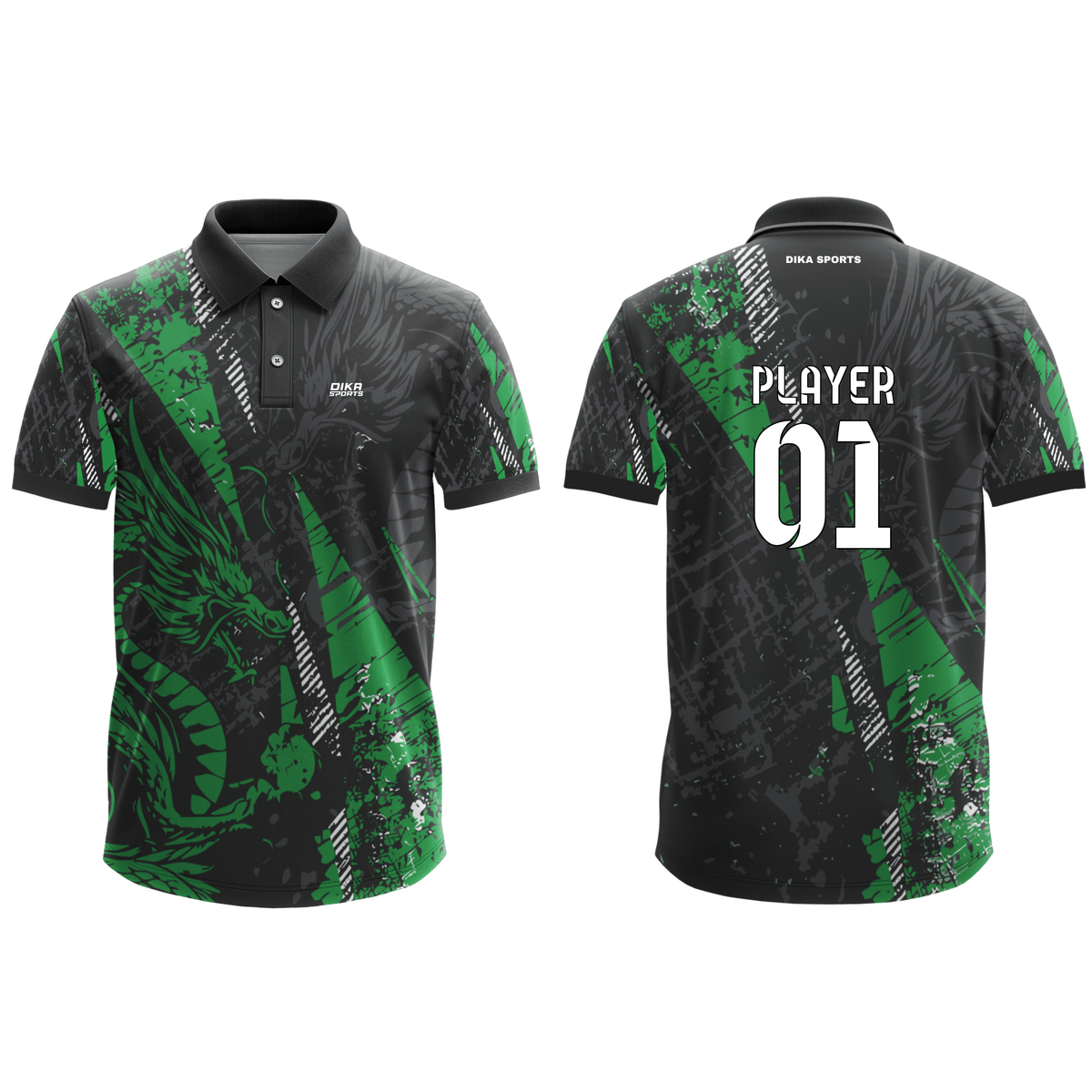 DIKA SPORTS Custom Team Cricket Jersey– Matching Collar Neck Jerseys with Names, Numbers and Logos Brilliant Print & sports uniform