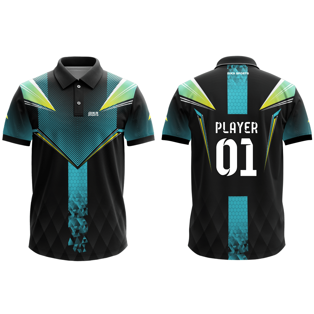 Breathable Solid Print Custom Cricket Jersey with Collar Neck for Men with Quick Dry Moisture Wicking Sports Fabric by Dika Sports