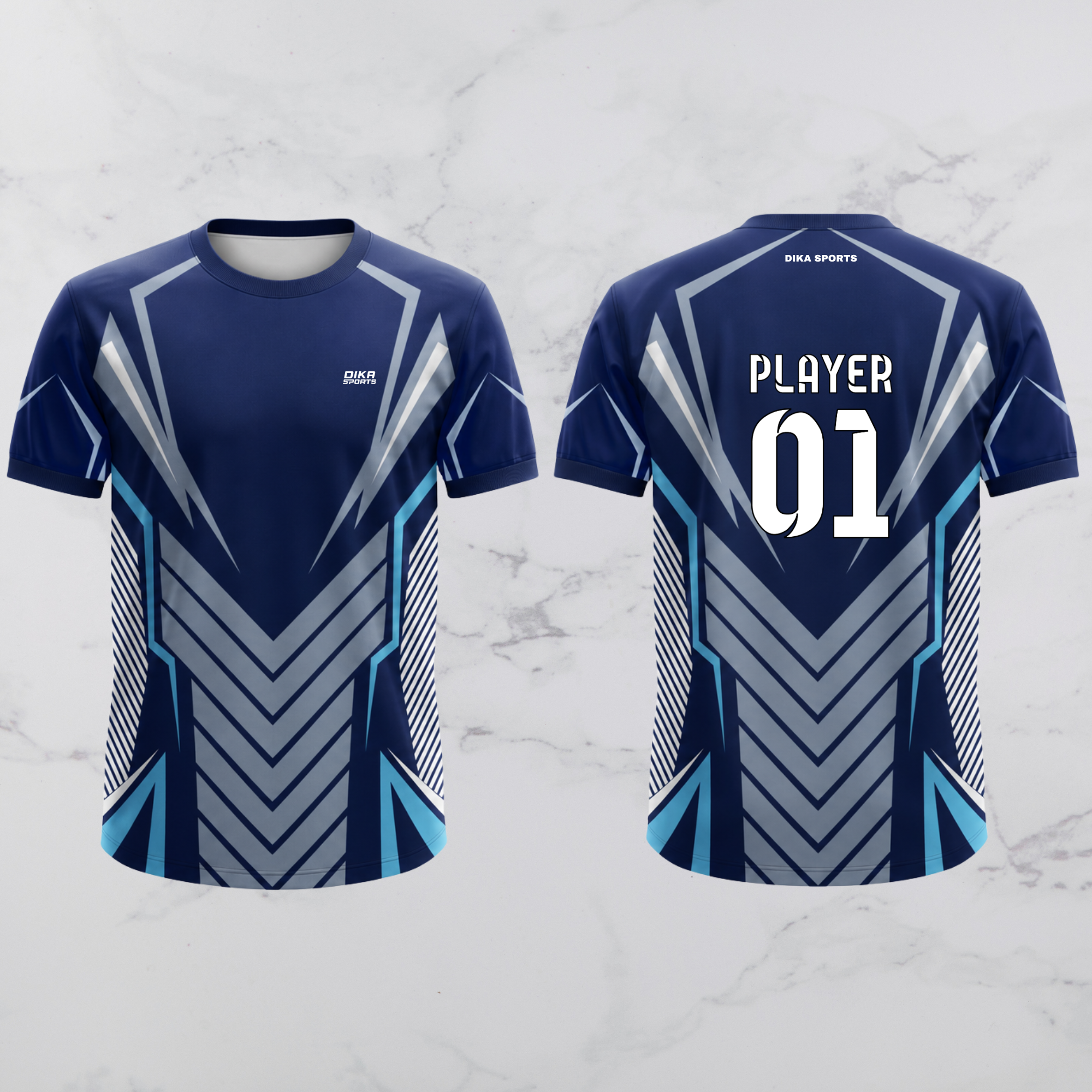 Dika Sports Custom Cricket Dress | Round Neck Sports Jersey with Name, Number & Team Design