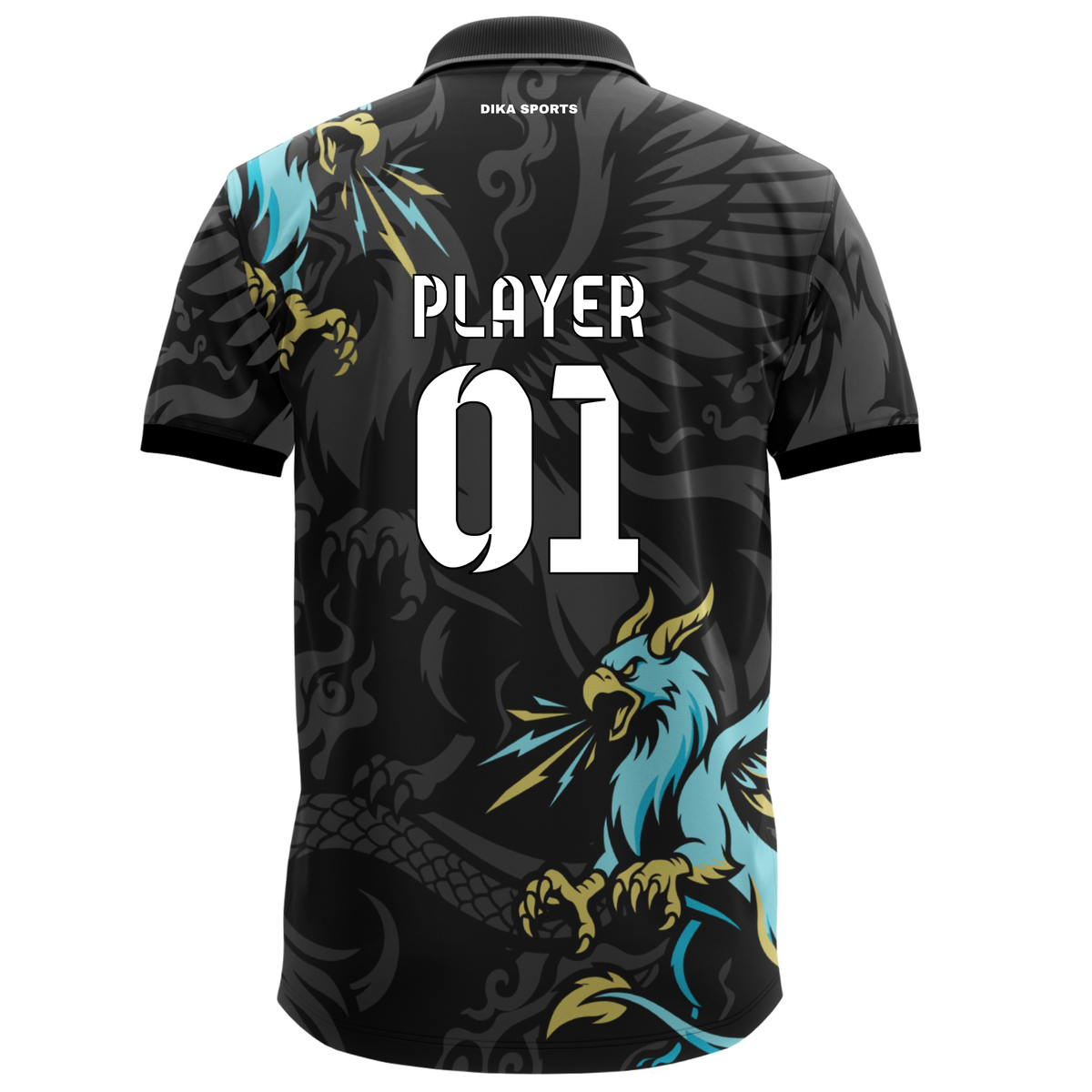 Dika Sports Team Cricket Jersey | Collar Neck Custom Team Jersey with Name and Number | Cricket T-Shirt Set | Breathable Sports Wear