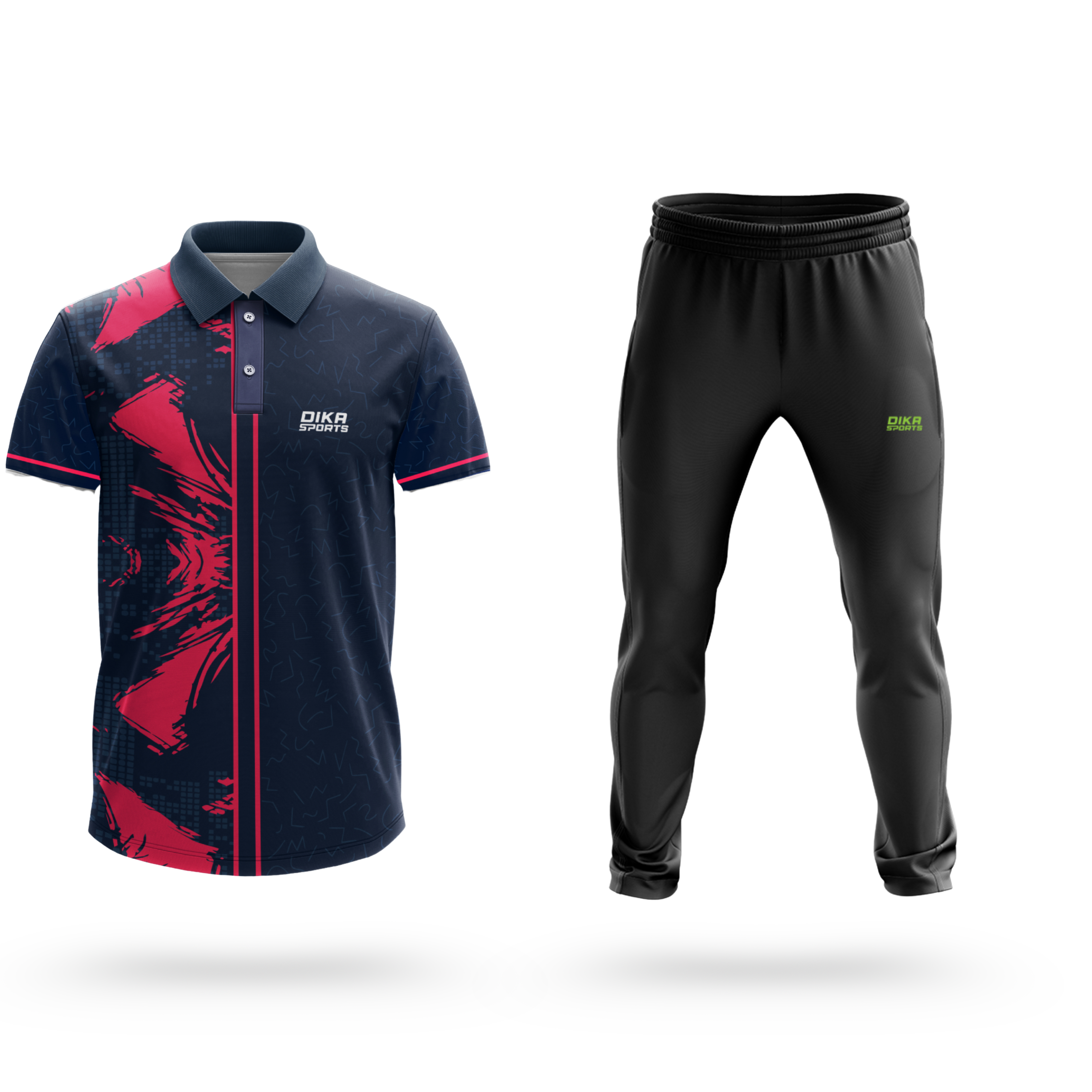 Dika Sports Custom replica jersey cricket tshirt cricket uniform for menblack tshirt comfortable trackpant - Pack of 2