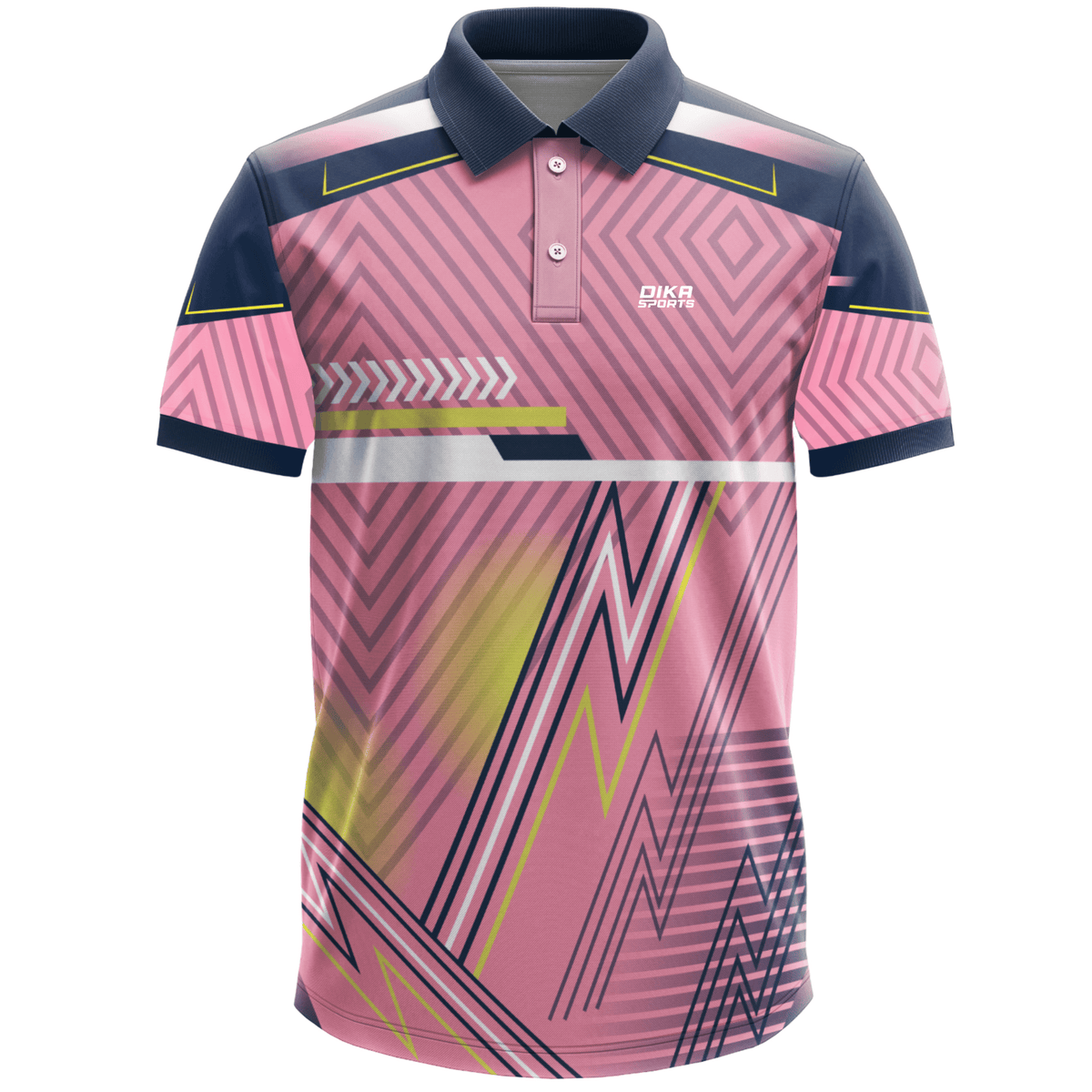 DIKA SPORTS New Launch Pink Custom Cricket Collar Neck Jersey for Men with Personalized Name Number and Team Logo Printing
