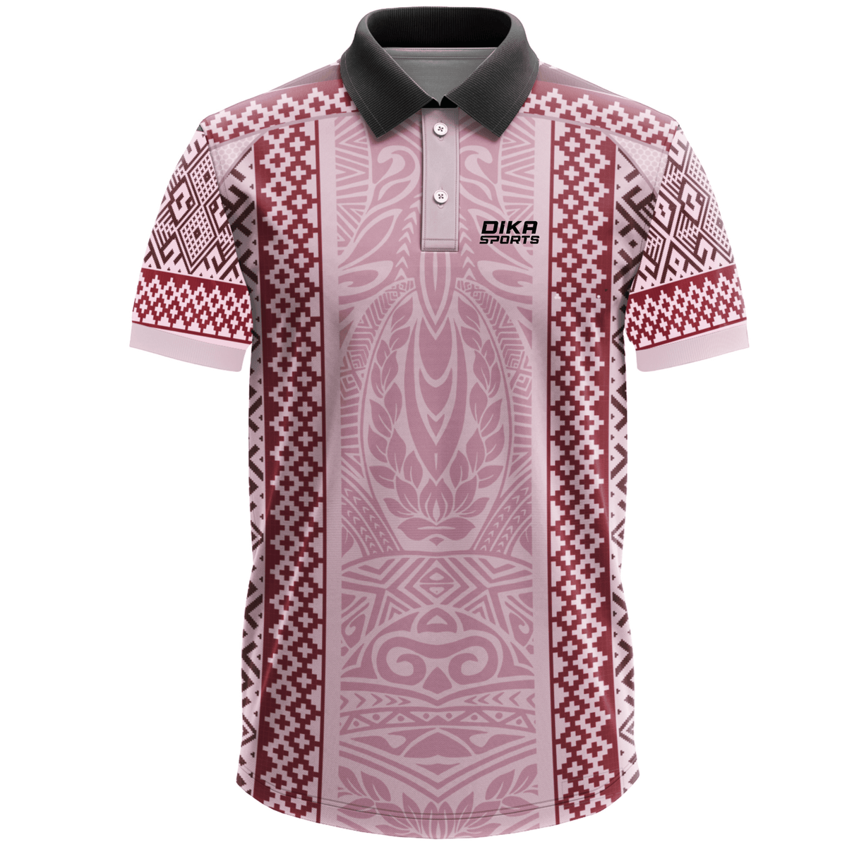 DIKA SPORTS Custom Cricket Jersey with Name and Number for Men, Kids & Teams – Collar Neck Personalized Pink Sportswear