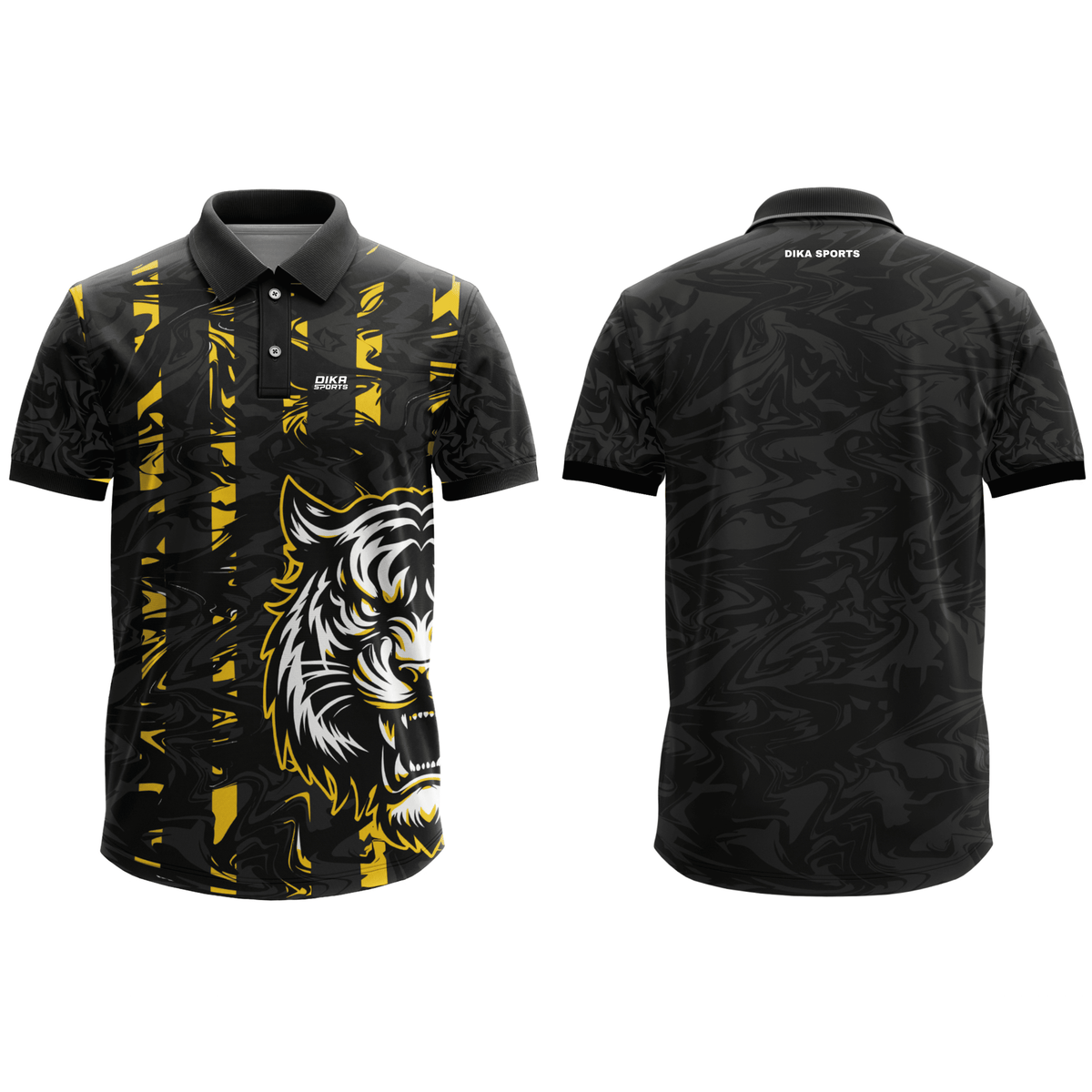 Dika Sports Men's Tiger Cricket Jersey – Quick-Dry Collar Neck Sportswear