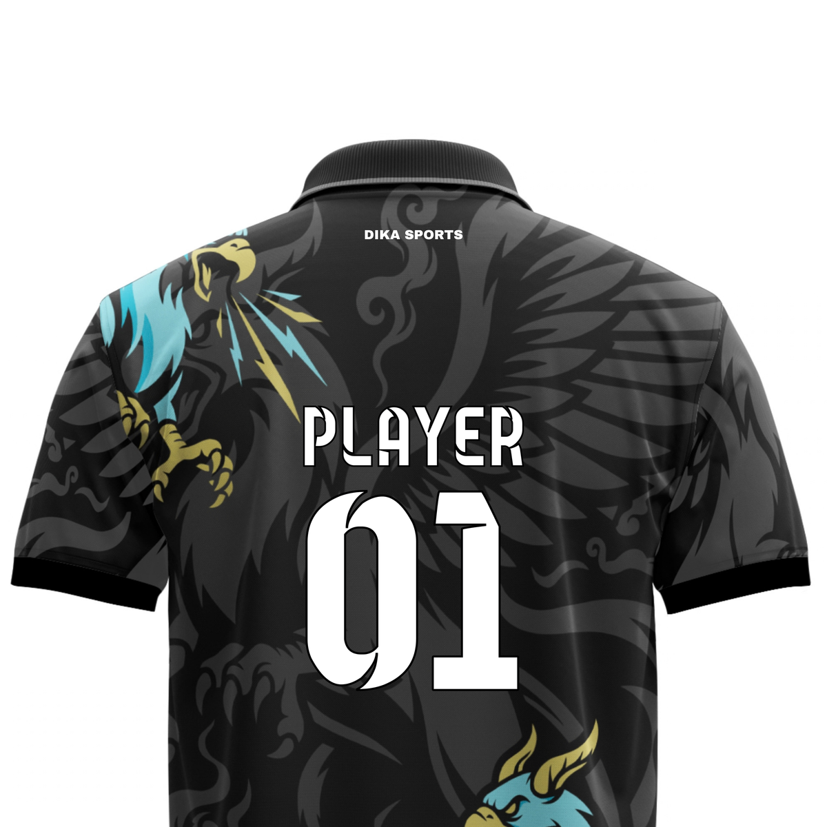 Dika Sports Team Cricket Jersey | Collar Neck Custom Team Jersey with Name and Number | Cricket T-Shirt Set | Breathable Sports Wear
