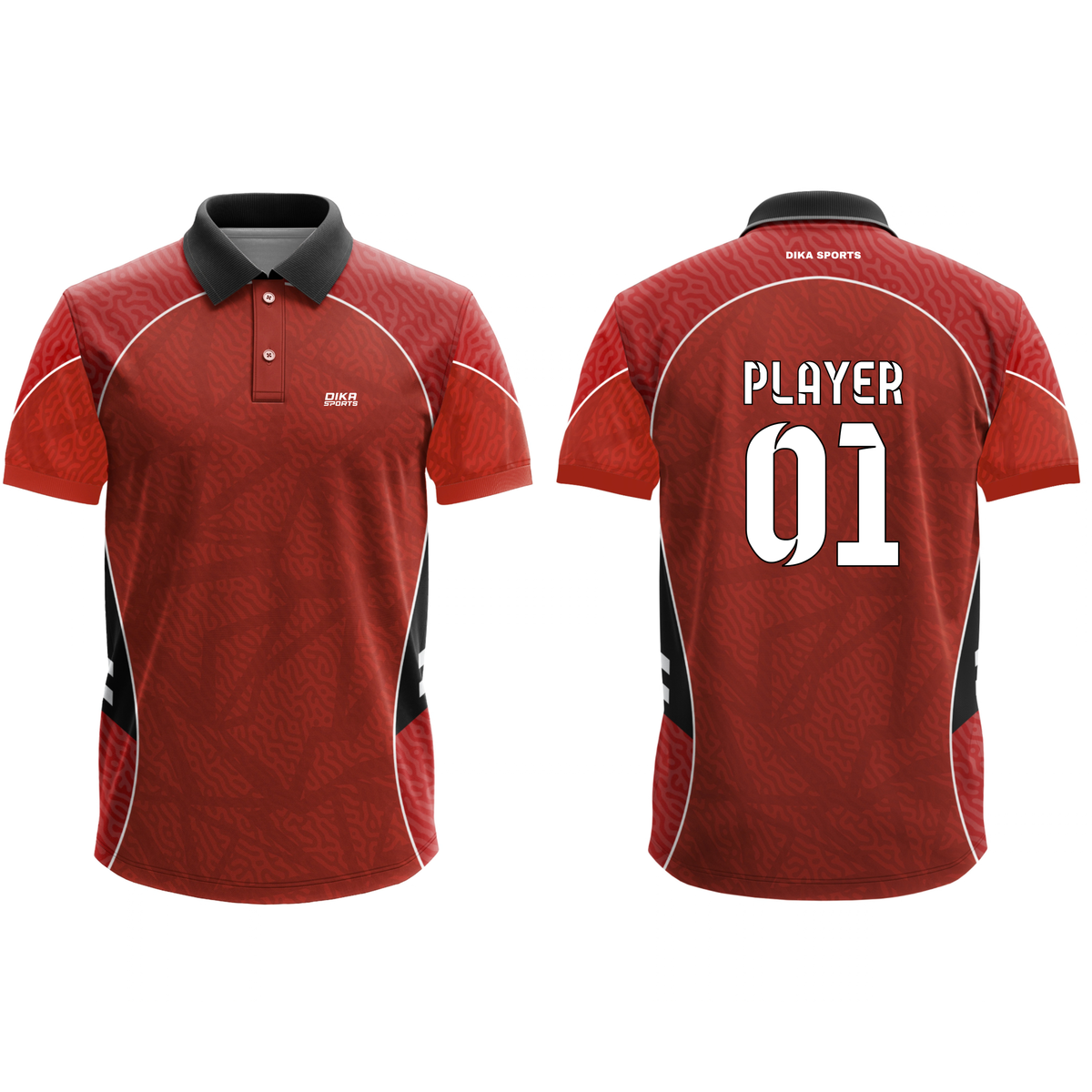 Dika Sports Customized Jersey Online | Collar Neck Cricket Jersey with Name | Custom Name and Logo Jersey | Men's Cricket T-Shirt