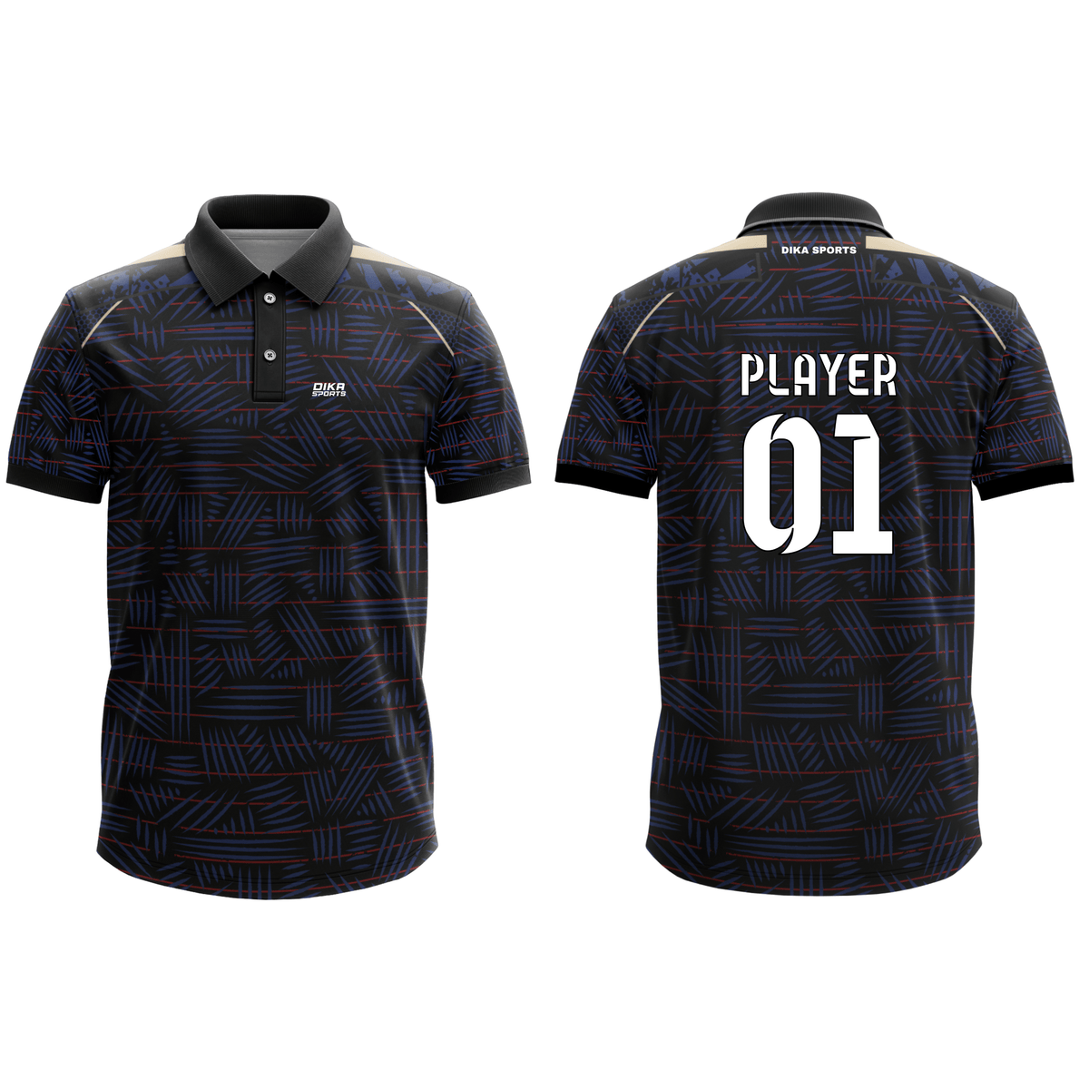 Custom Full Sleeve Collar Neck Cricket Jersey for Men with Team Logo Player Name and Number Design