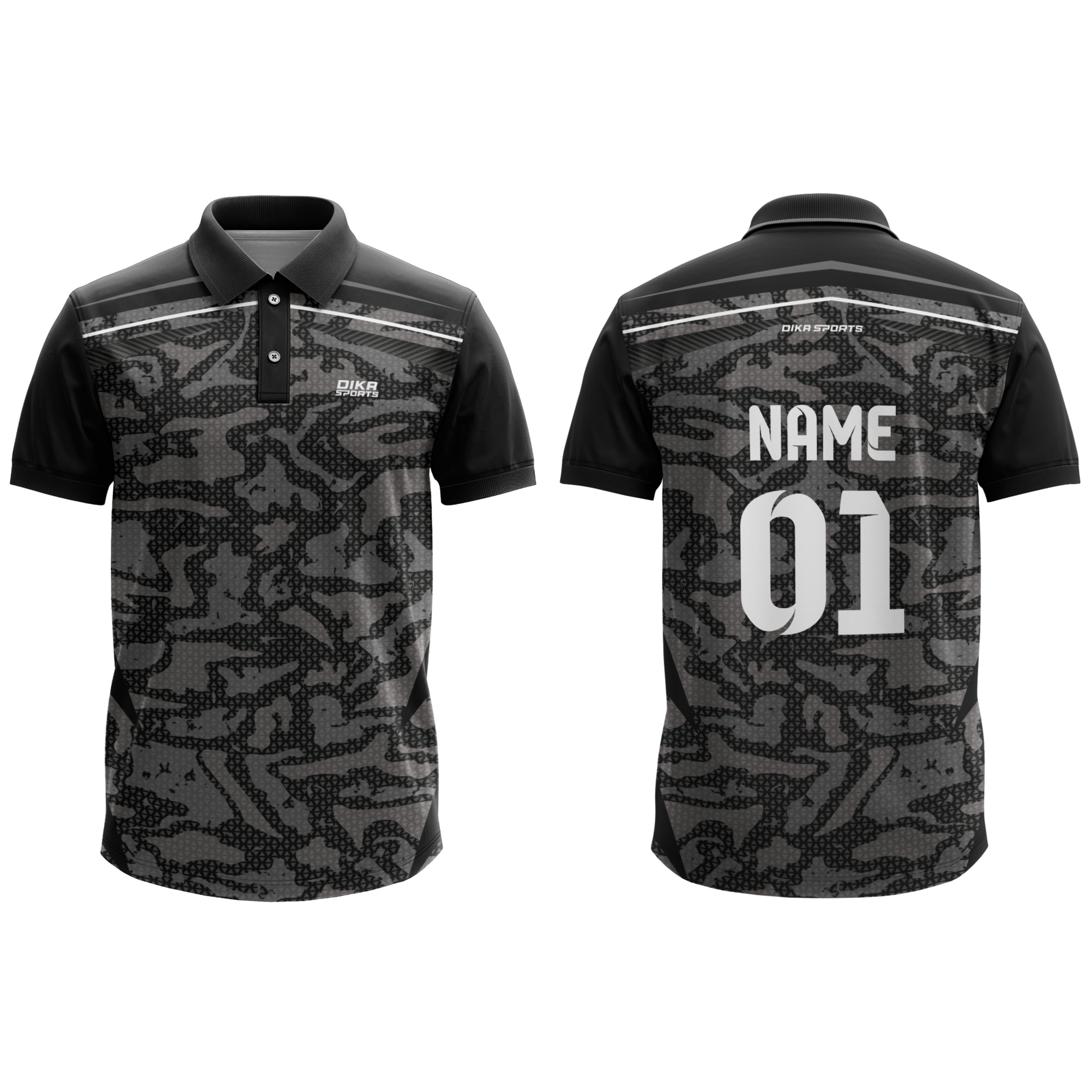 Black Pattern Printed Sports Cricket Jersey for Mens