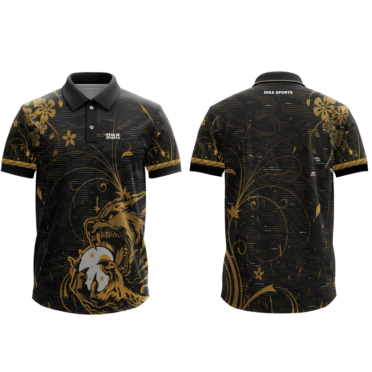 DIKA SPORTS Men’s Non-Custom Cricket Jersey – Stylish Printed Polo Collar Sportswear Wild Printed