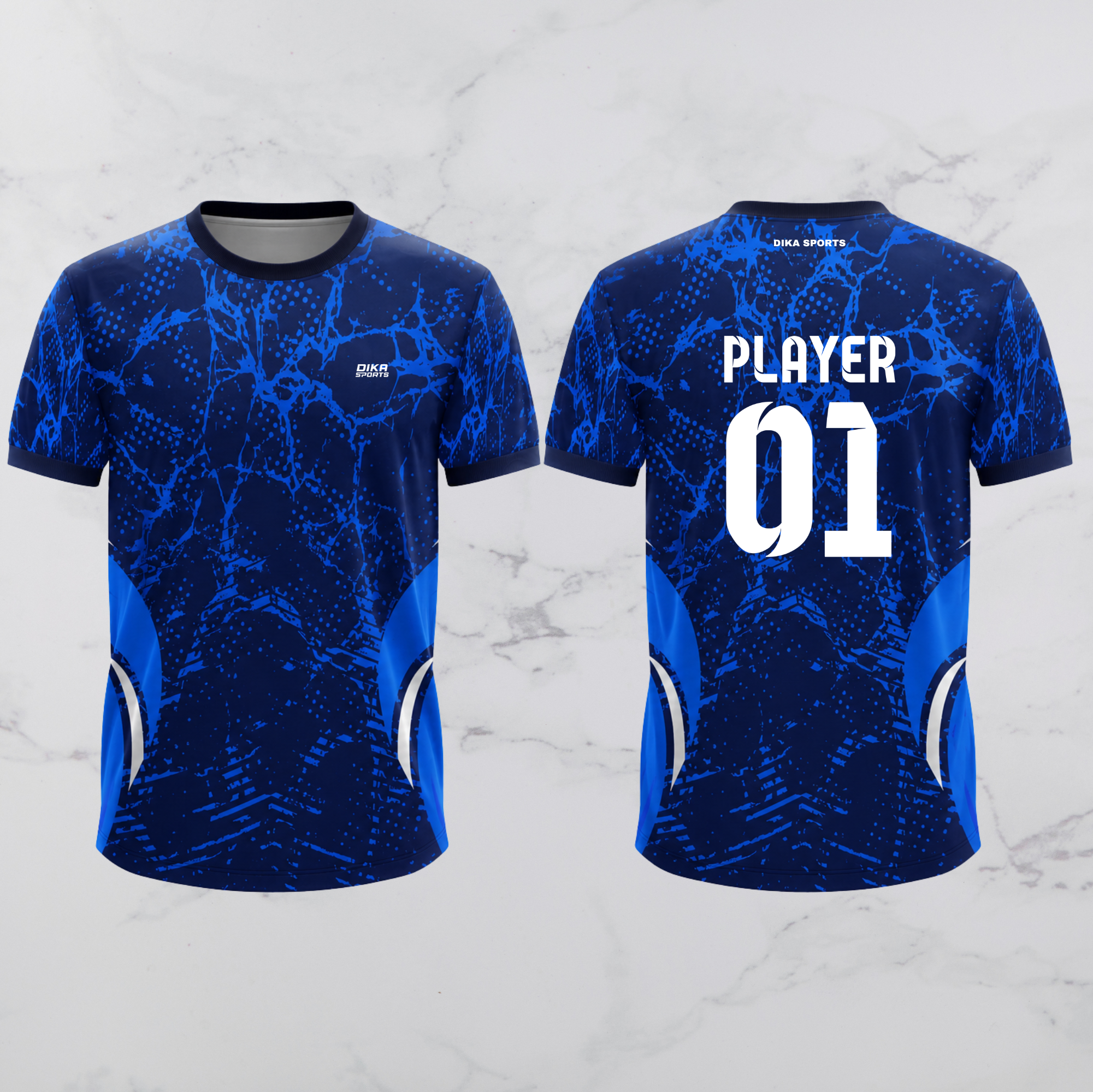 DIKA SPORTS Personalized Cricket T-Shirt | Round Neck Custom Cricket Jersey with Name | Team Jersey for Practice & Training